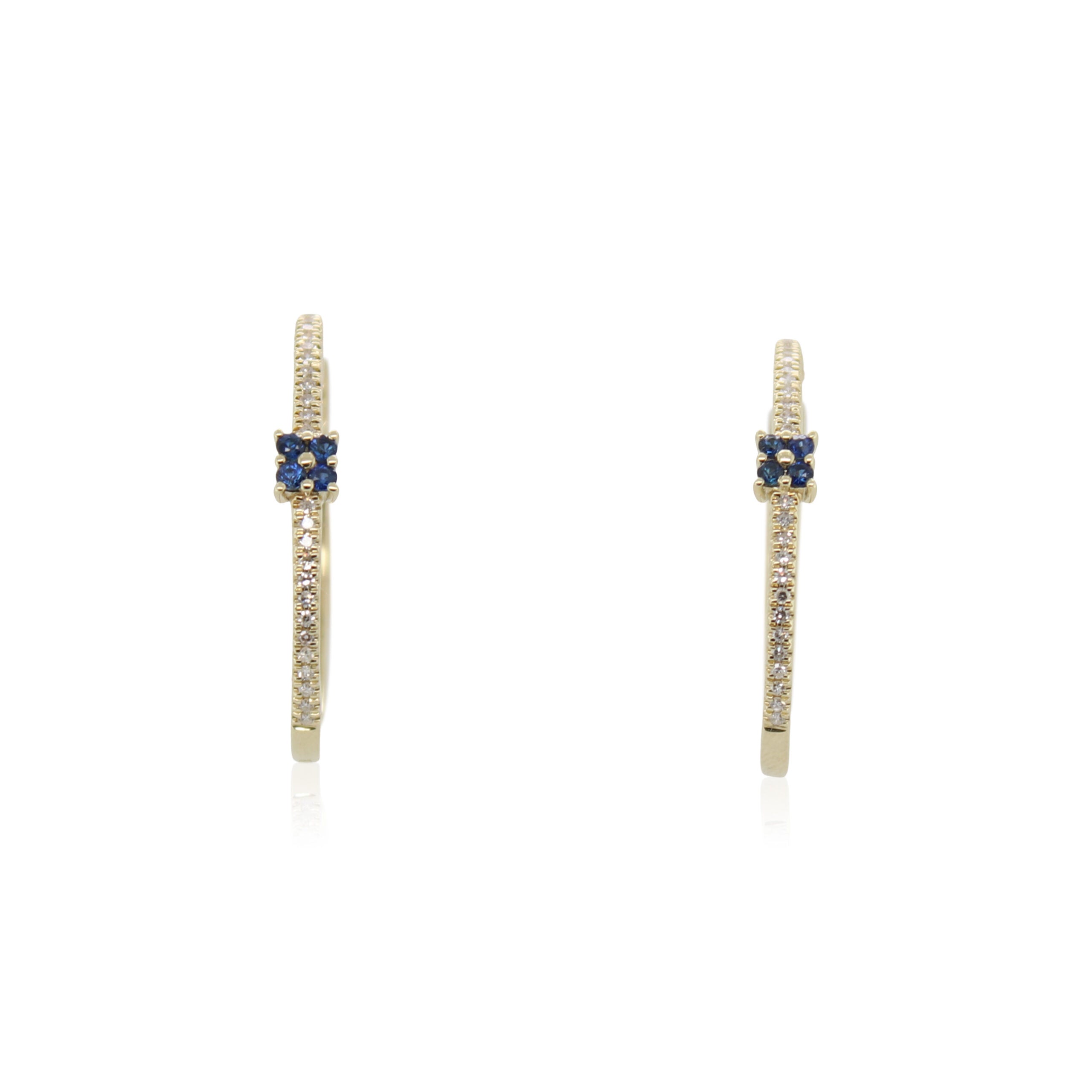 Sapphire and Diamond Oval Hoop Earrings