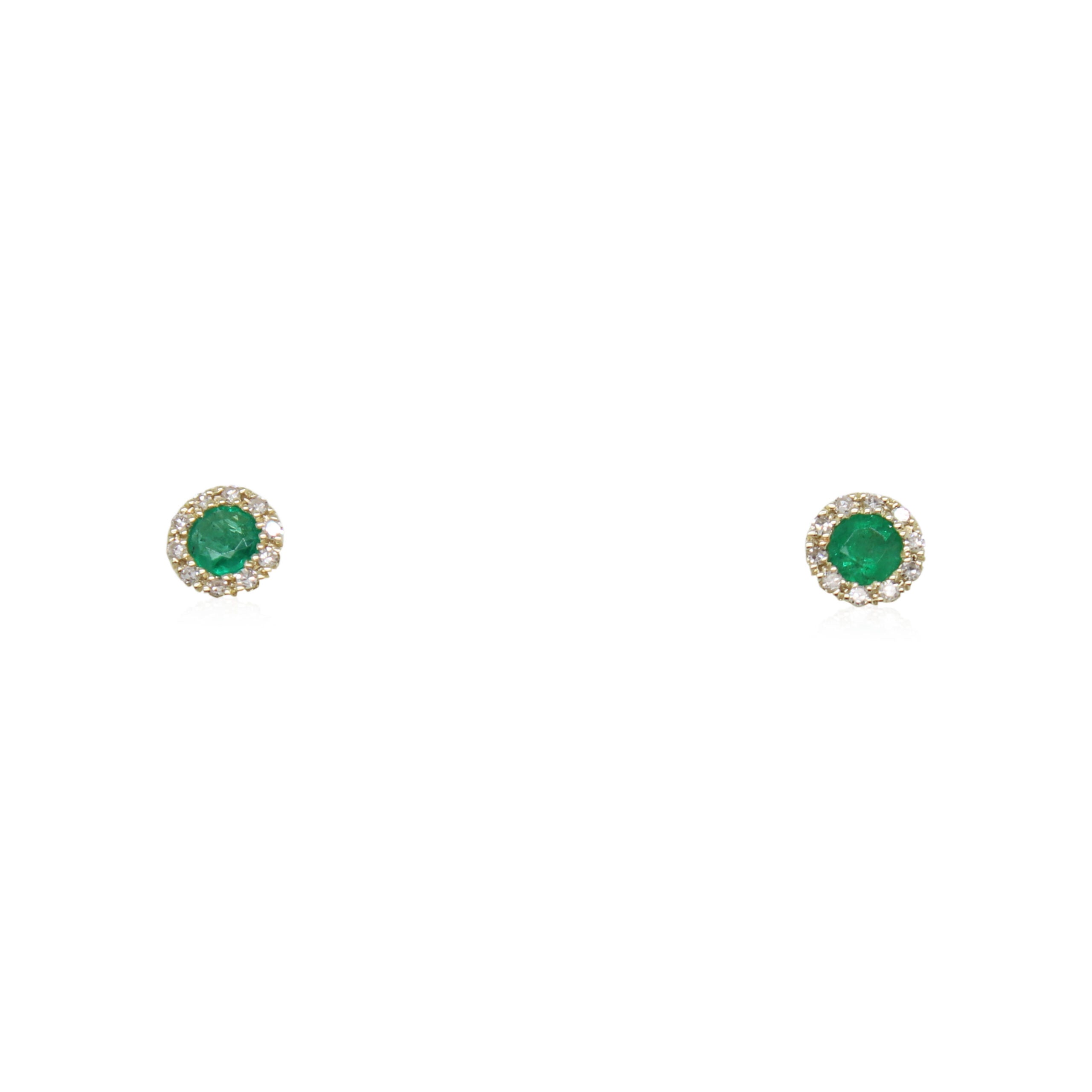 Emerald and Diamond Stud Earrings