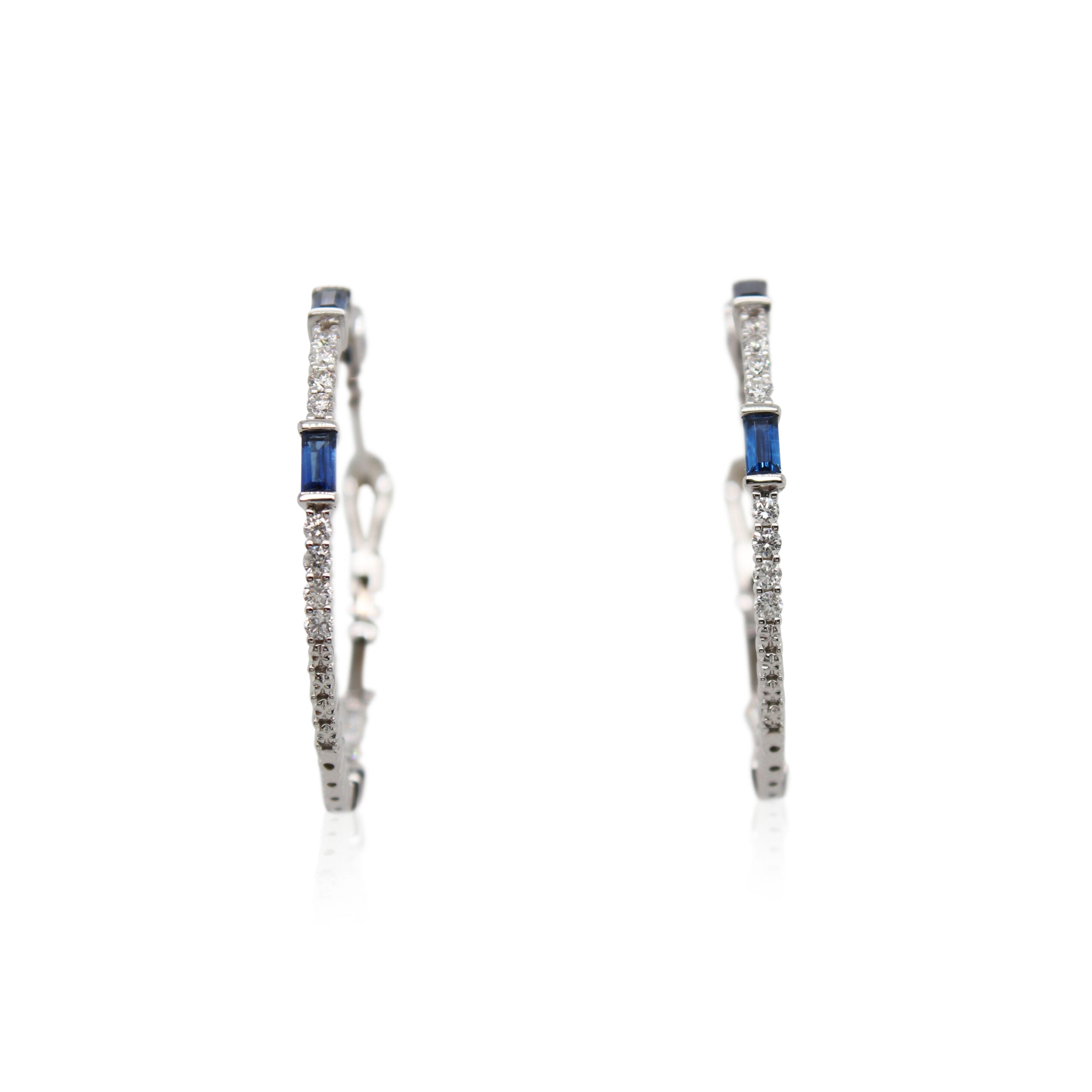 Baguette Sapphire Hoop Earrings