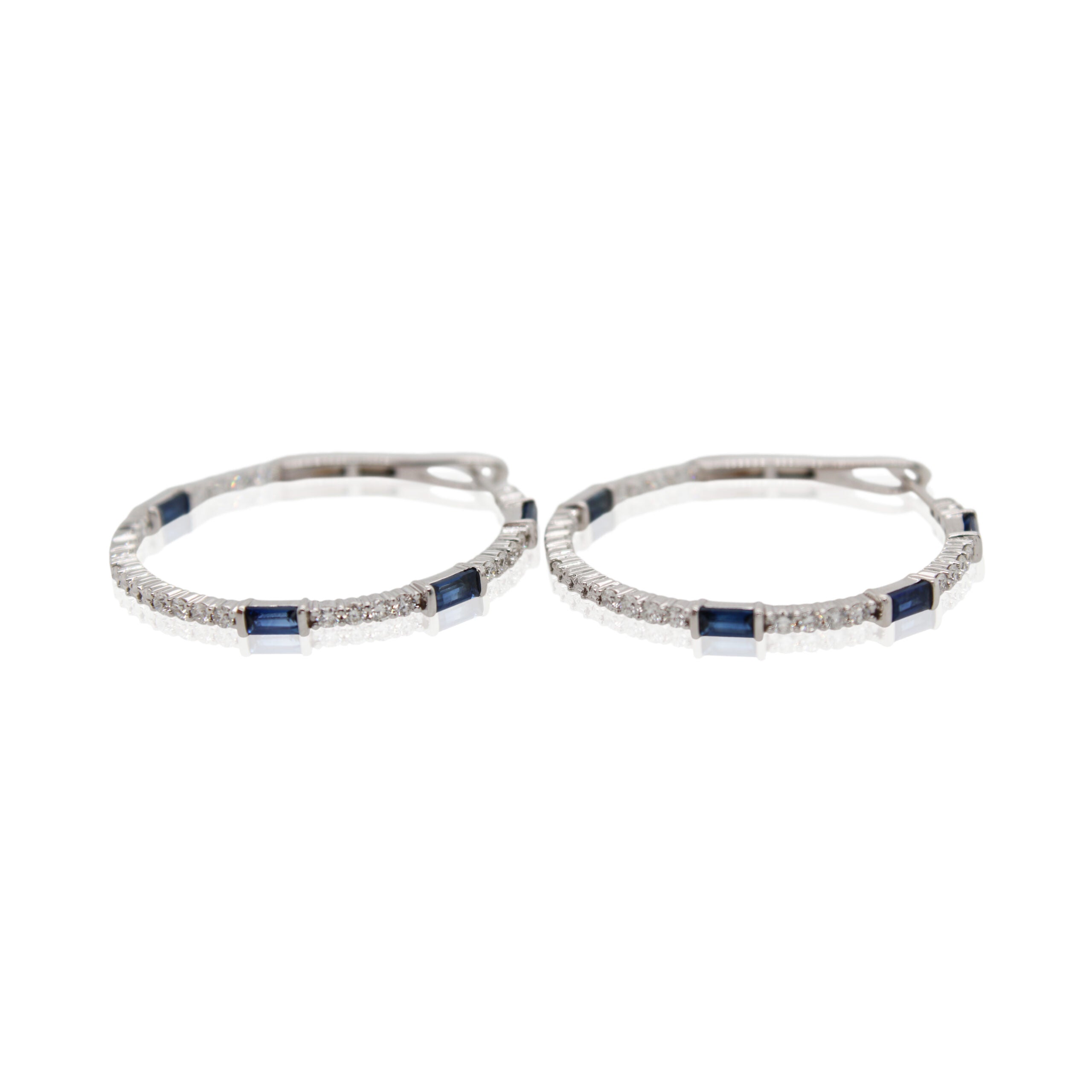 Baguette Sapphire Hoop Earrings