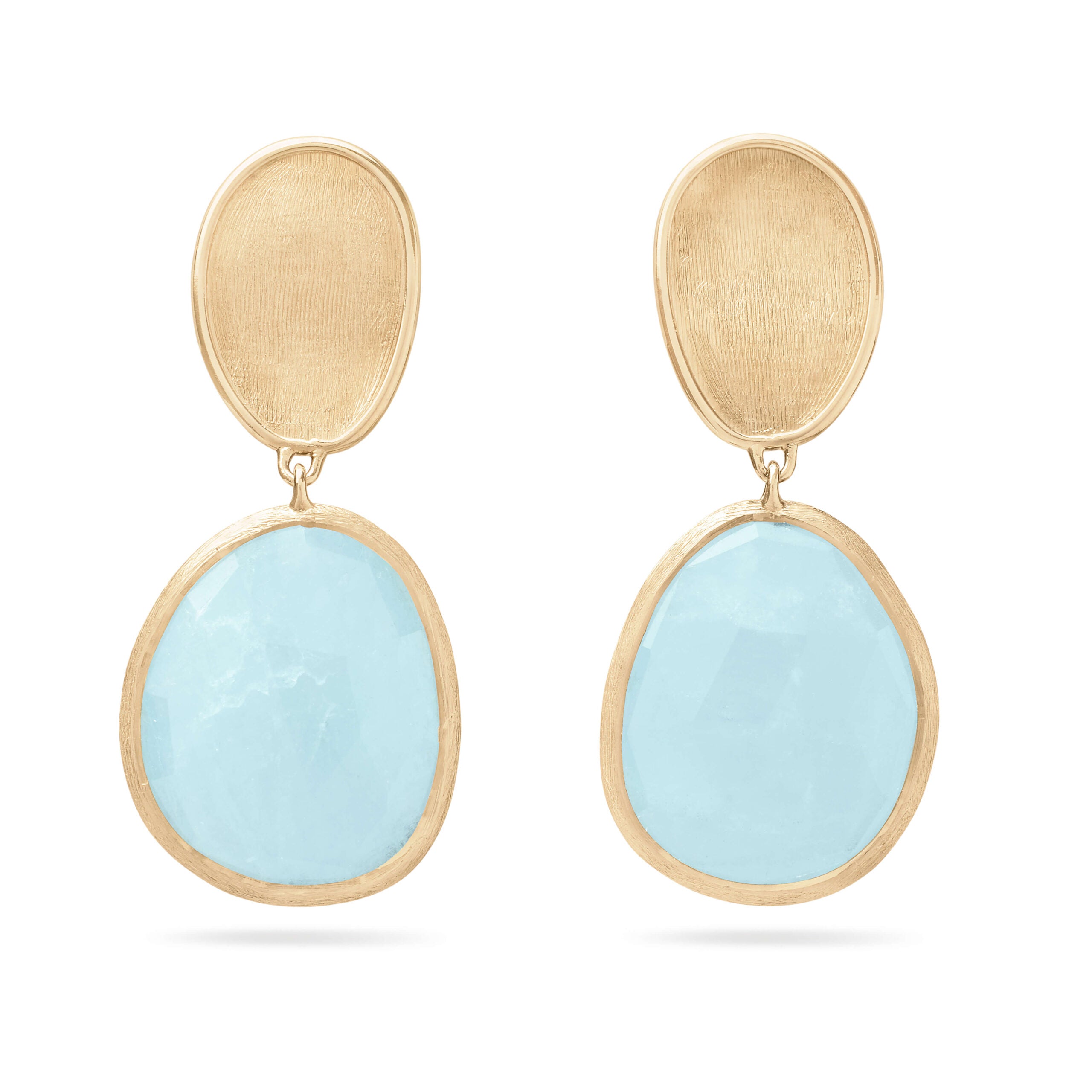 Marco Bicego Lunaria Collection Aquamarine 18k Yellow Gold Drop Earrings