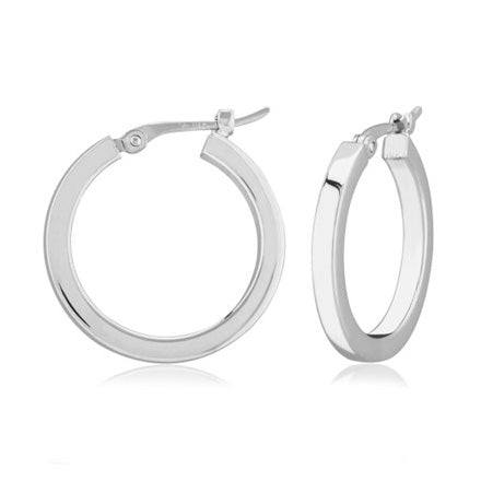 2mm White Gold Flat Hoop Earrings