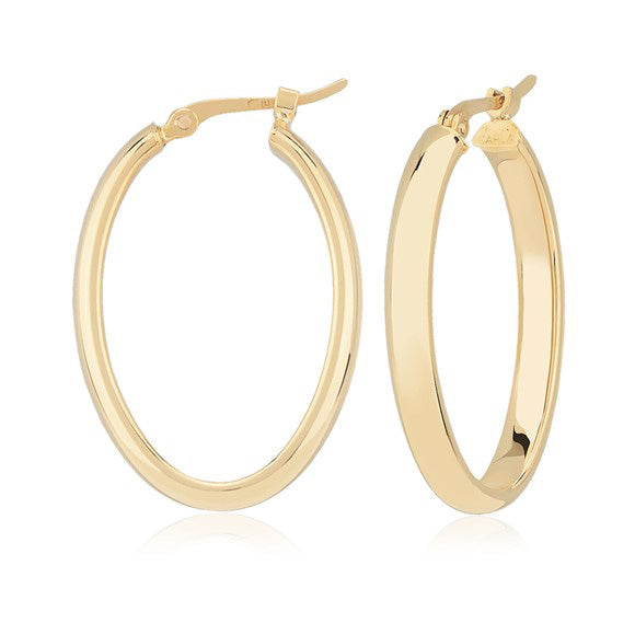 Yellow Gold Oval Hoops
