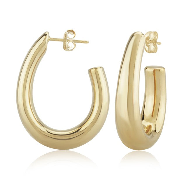 Yellow Gold "J" Hoop Earrings