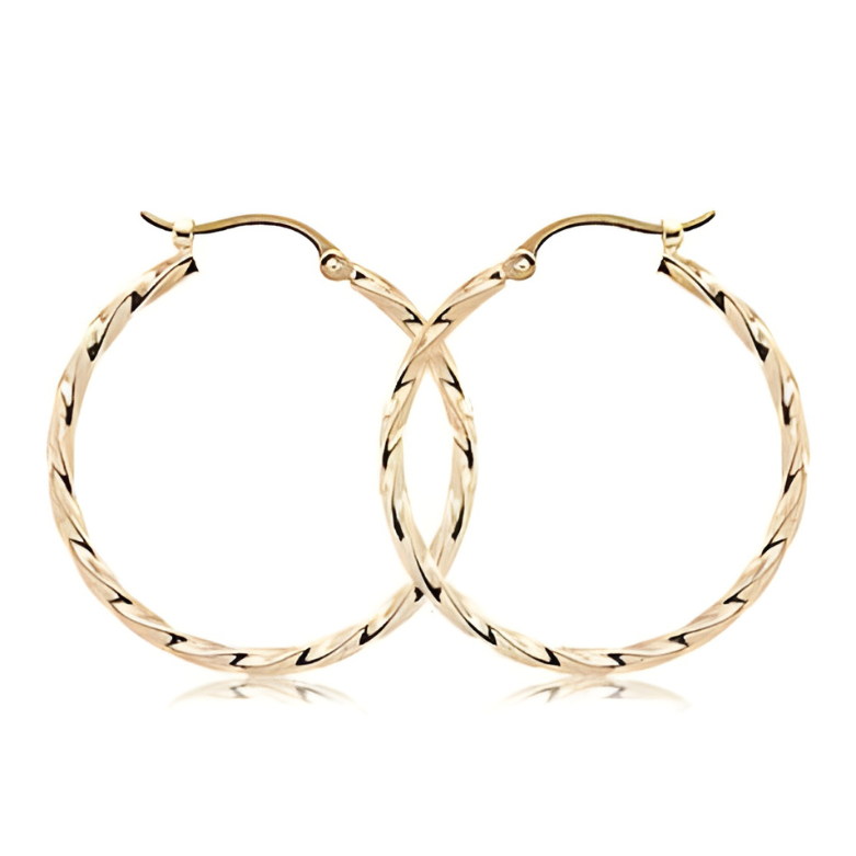Yellow Gold Twist Hoop Earrings