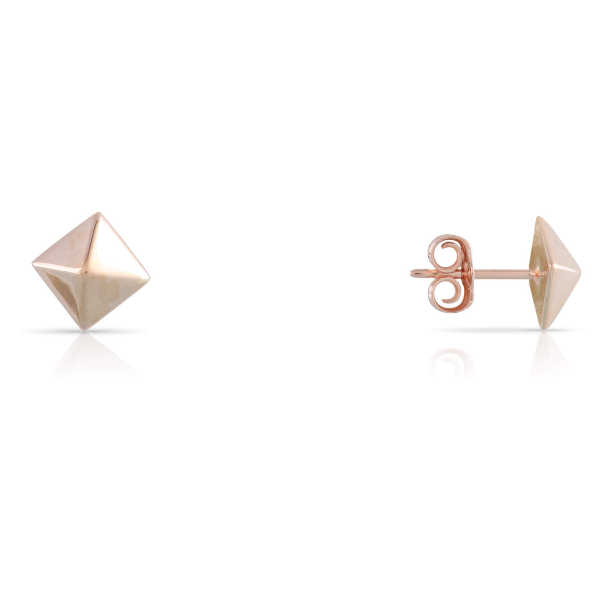 Rose Gold Pyramid Stud Earrings
