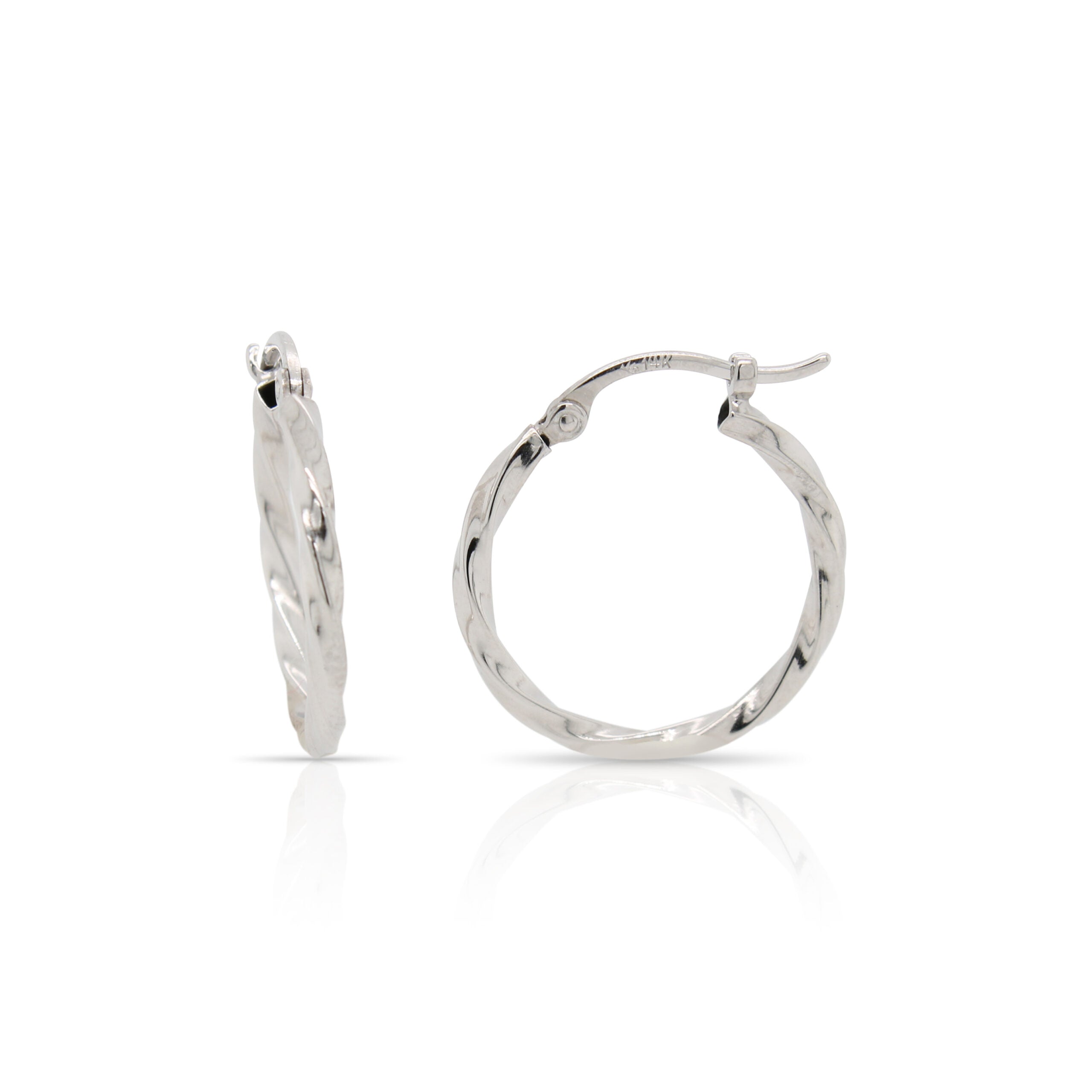 White Gold Twist Hoop Earrings