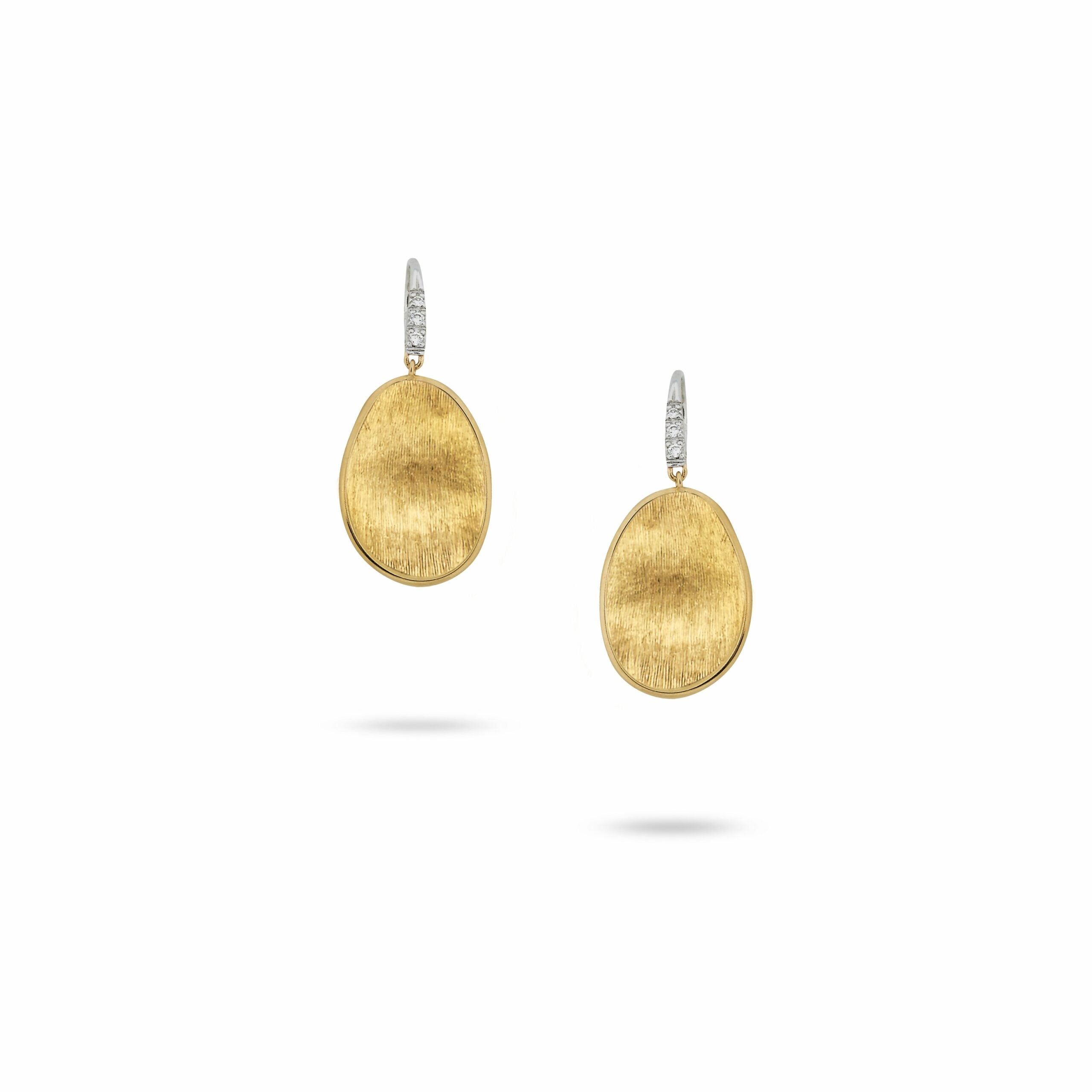 Marco Bicego Lunaria Collection 18K Yellow Gold and Diamond Small Drop Earrings