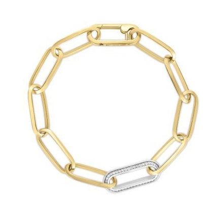 Roberto Coin Designer Gold Diamond Link Bracelet