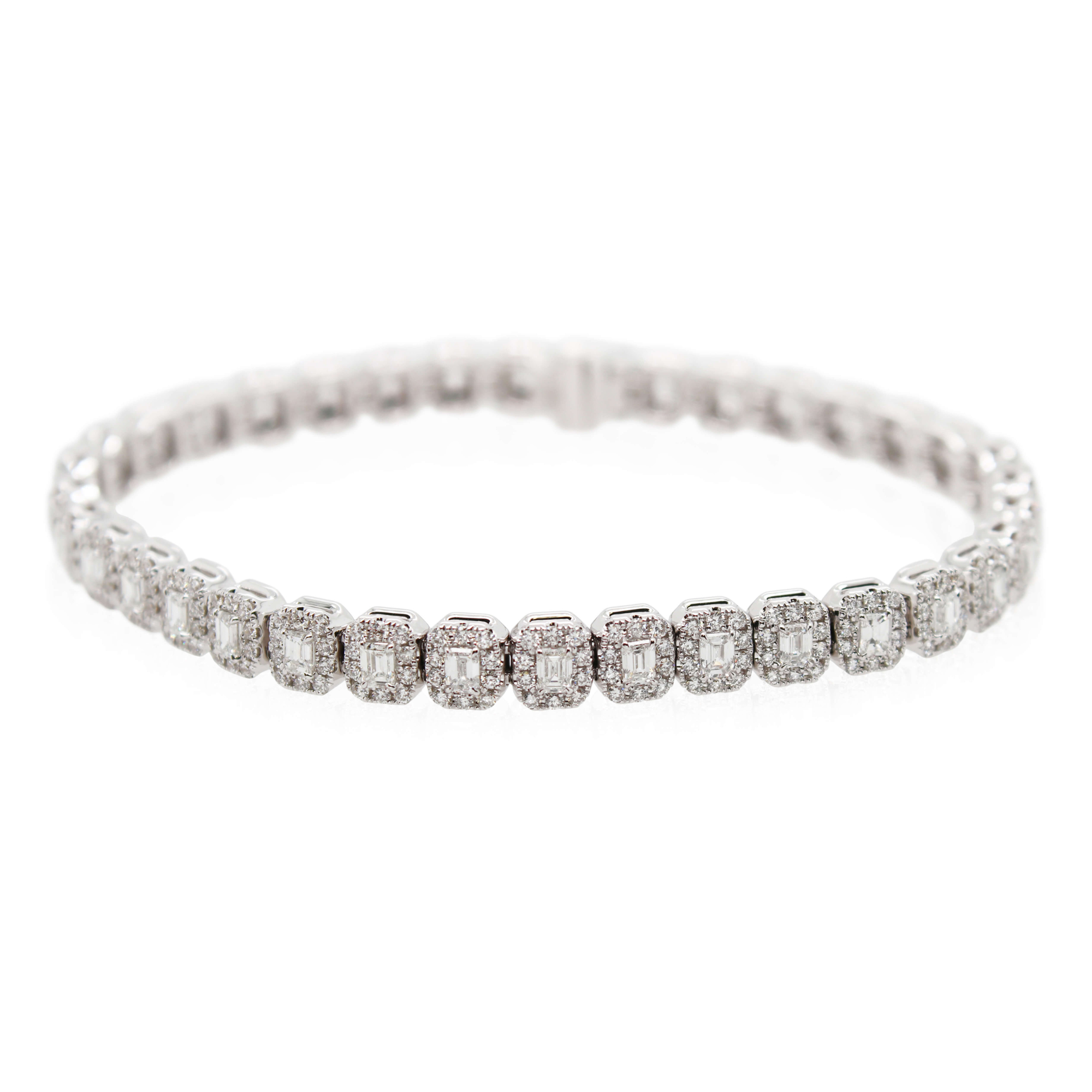 White Gold Oval Diamond Halo Bracelet