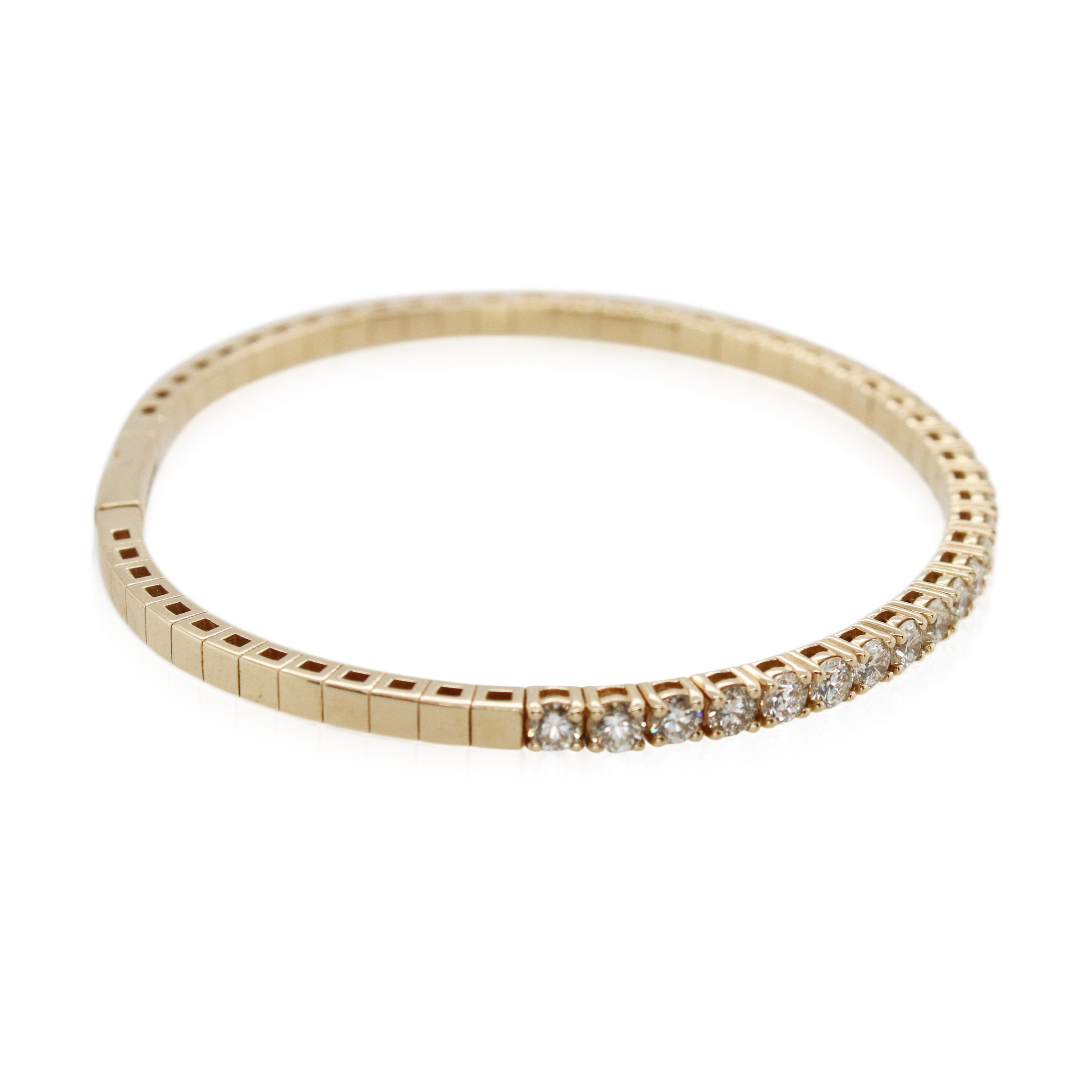Yellow Gold Diamond Flex Bangle Bracelet