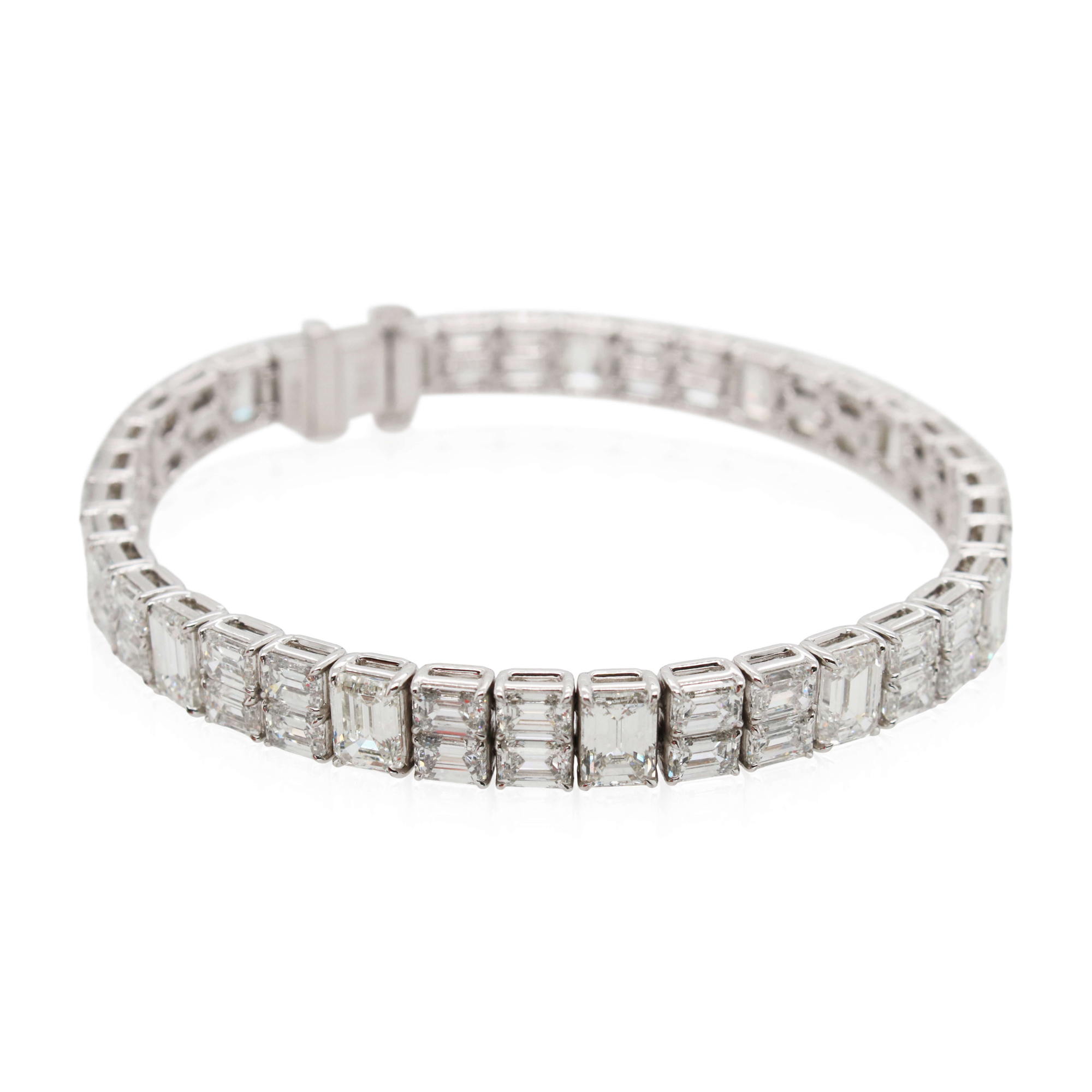 Platinum Emerald Cut Diamond Bracelet
