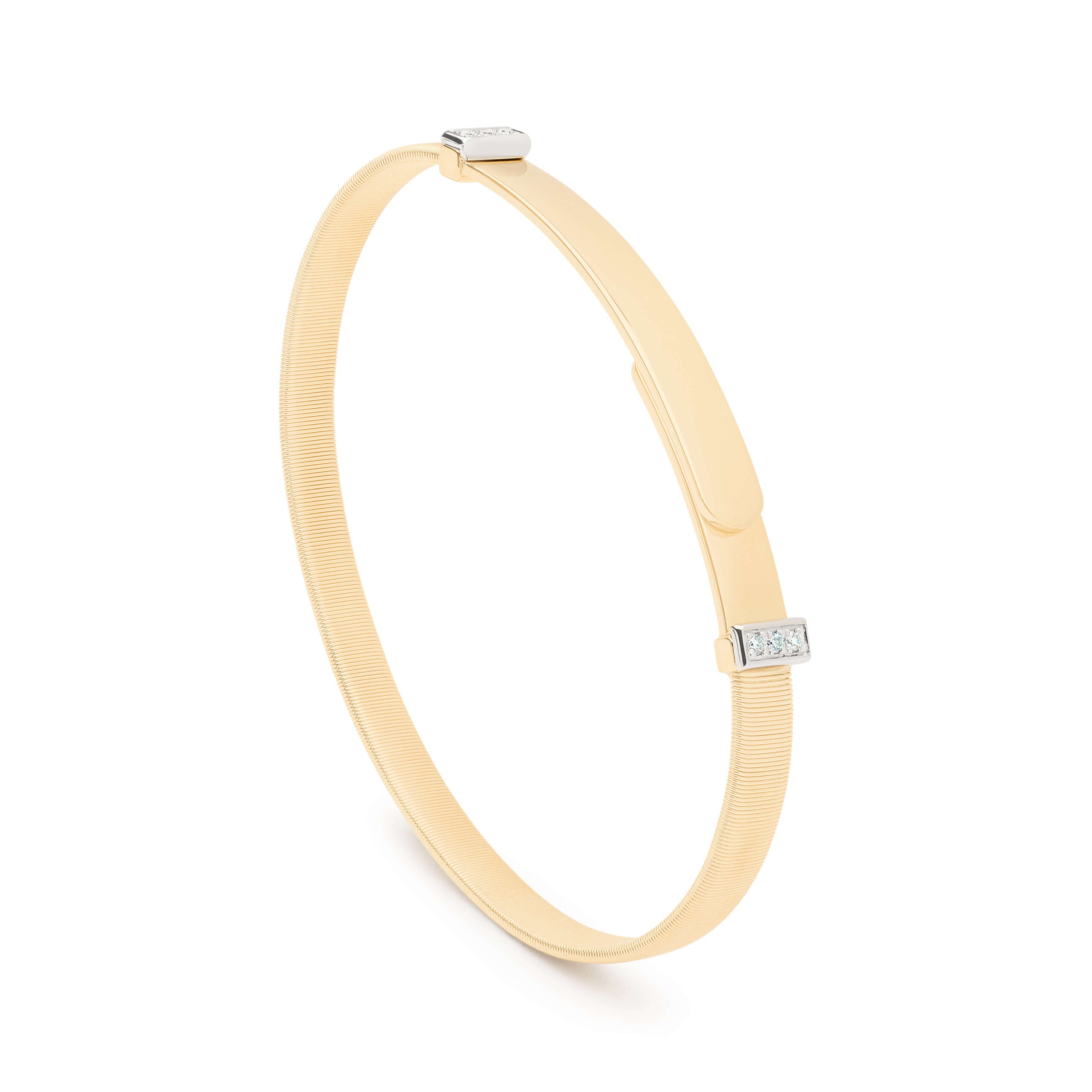 Marco Bicego Masai Collection 18 Karat Yellow Gold Coil Bangle Bracelet With Diamond Pavé
