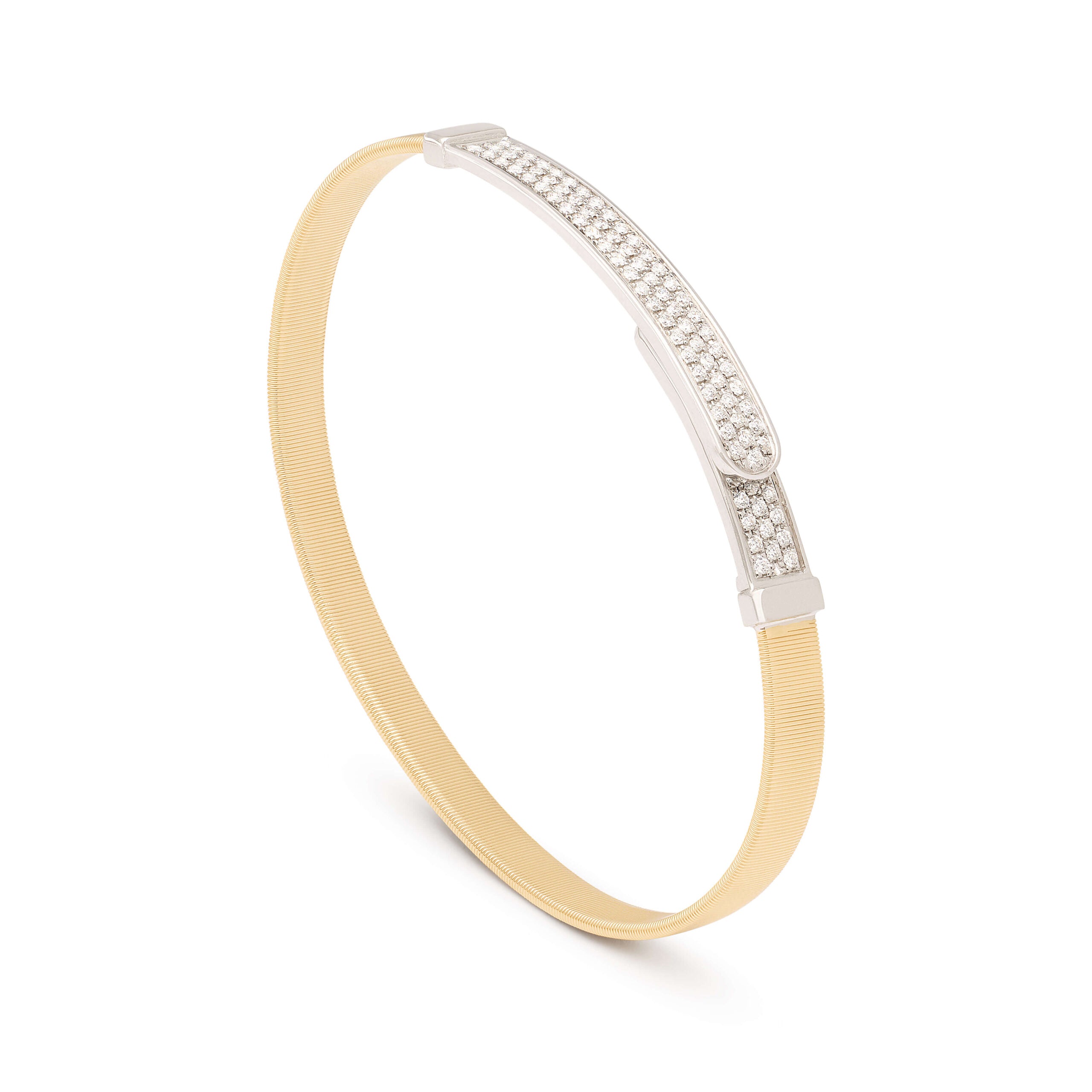 Marco Bicego Masai Collection 18 Karat Yellow Gold Coil And Triple Row Diamond Pavé