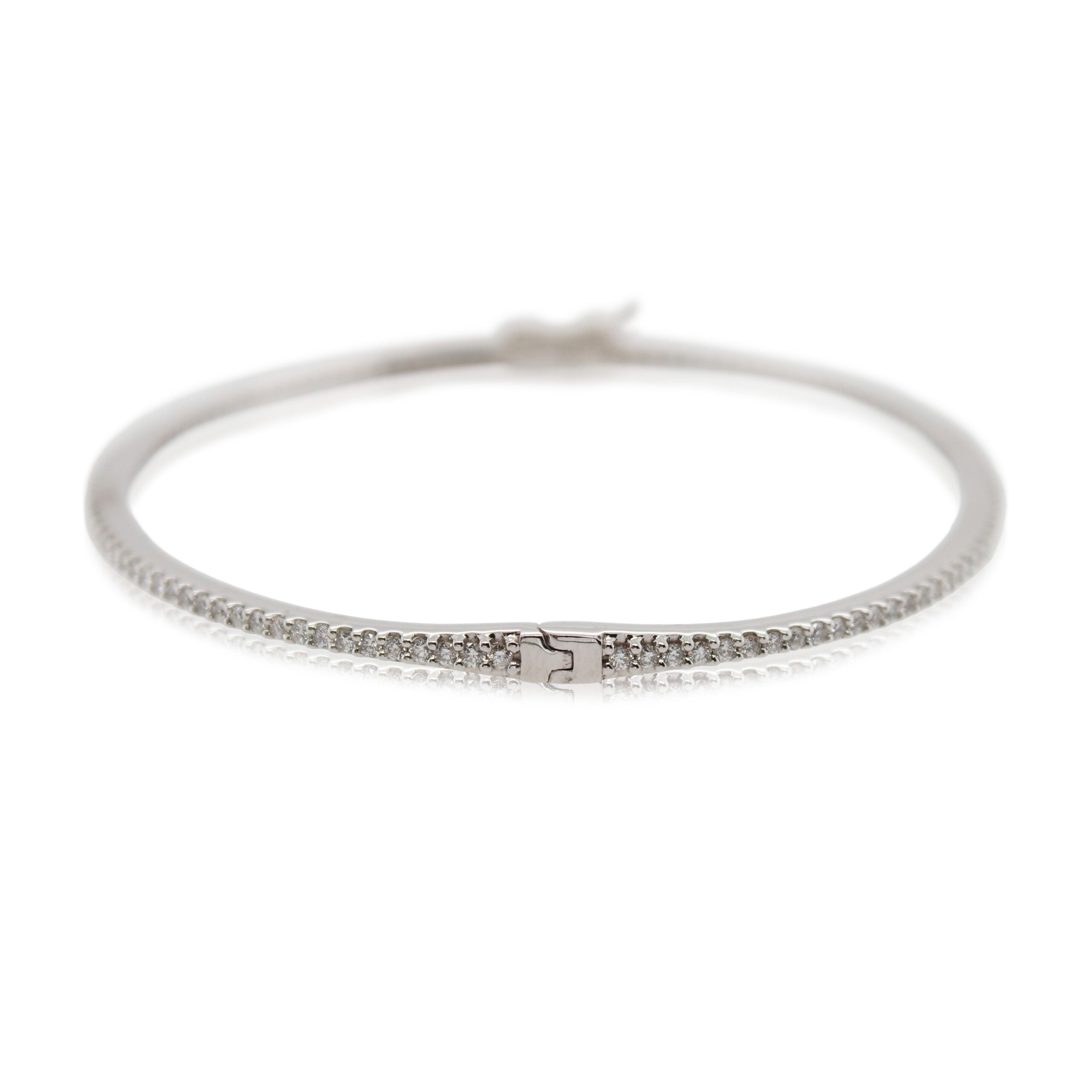 White Gold Diamond Prong Set Eternity Bangle Bracelet
