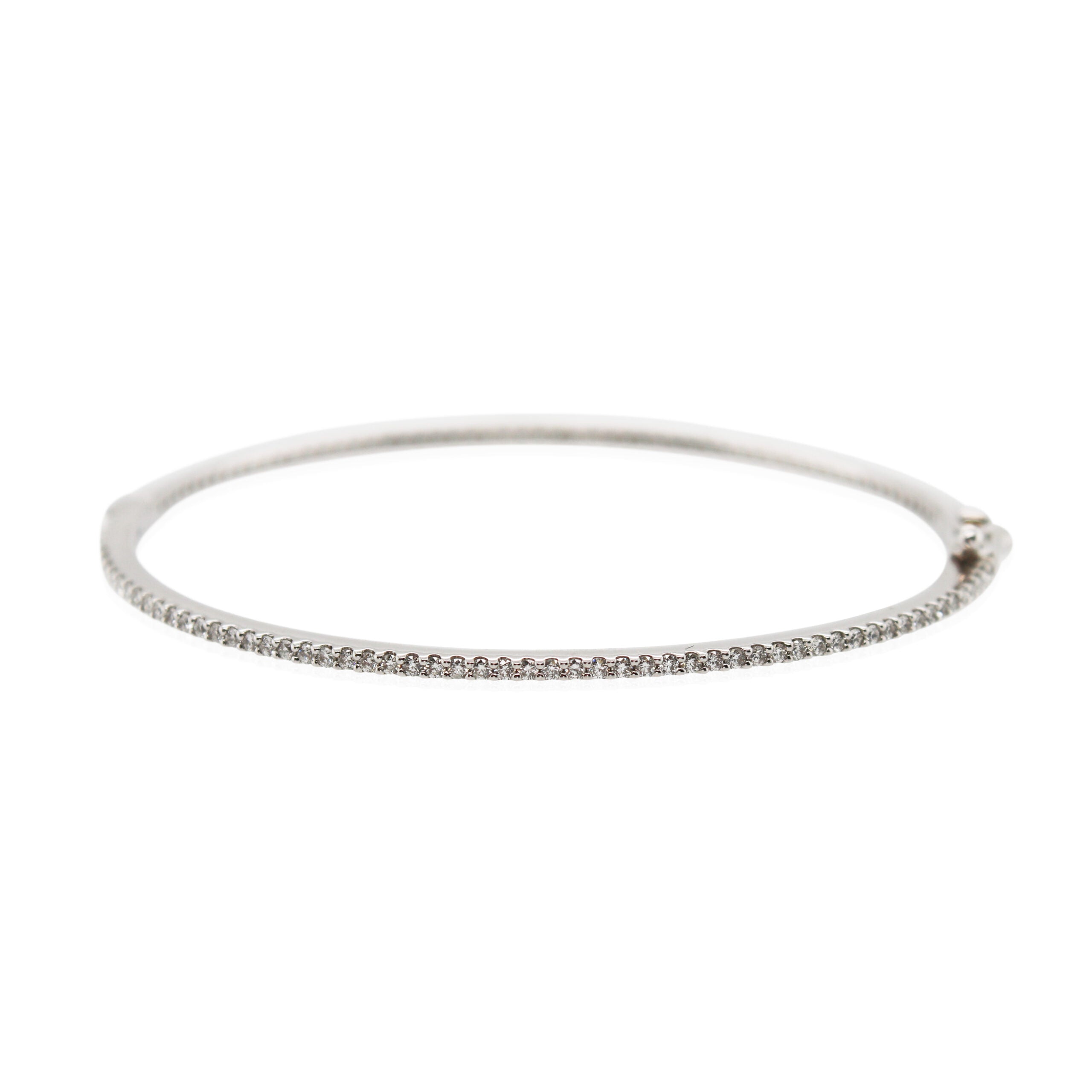 White Gold Diamond Prong Set Eternity Bangle Bracelet