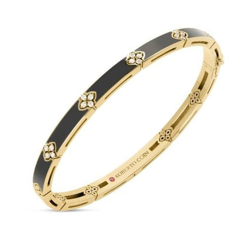 Roberto Coin Love in Verona Black Enamel and Diamond Bangle Bracelet