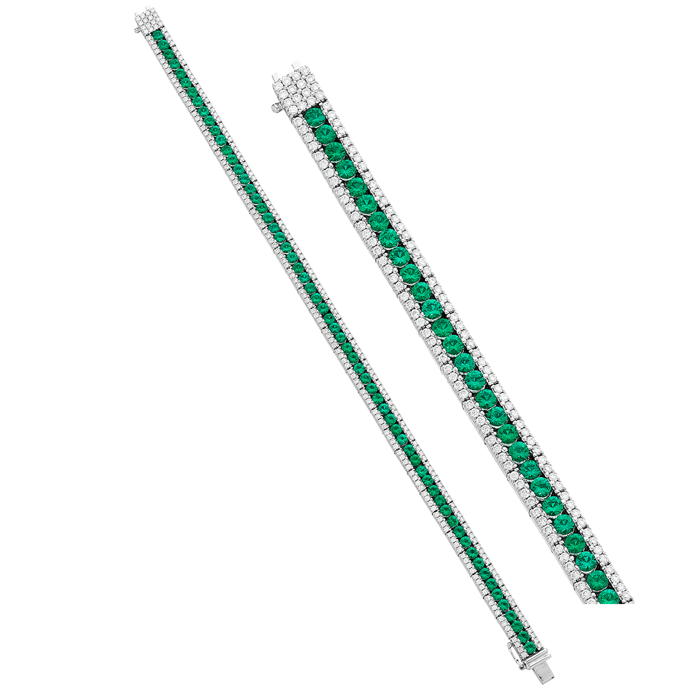 Triple Row Emerald and Diamond Bracelet