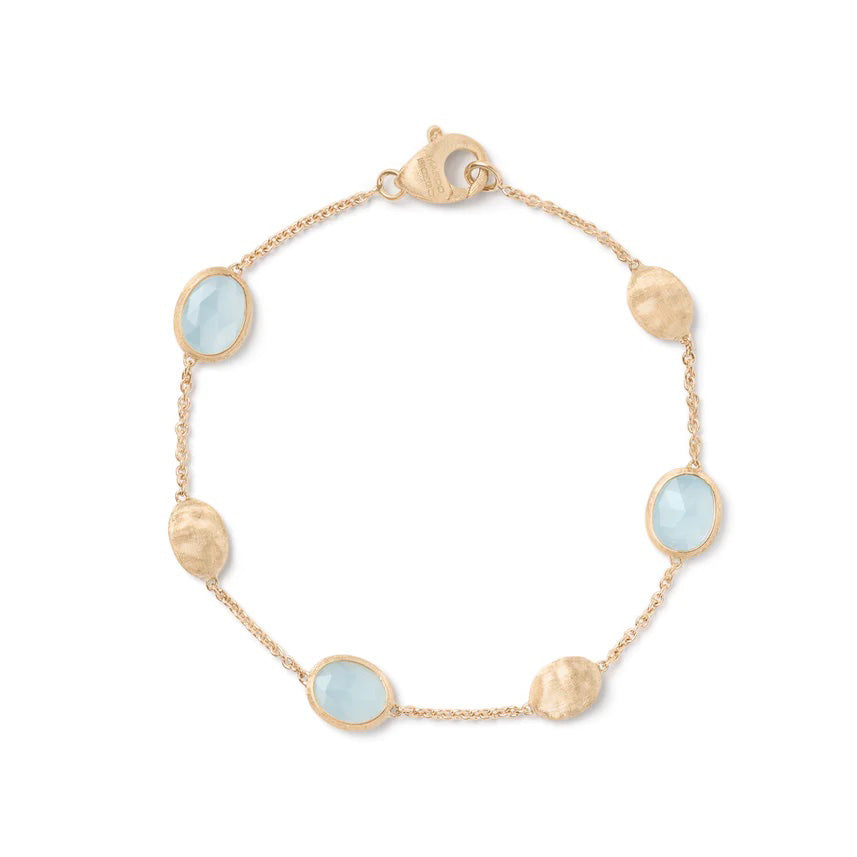Marco Bicego Siviglia Collection 18K Yellow Gold Aquamarine Bracelet with Bead Stations
