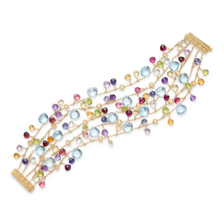 Marco Bicego Paradise Collection 18k Yellow Gold Mixed Gemstone 5-Strand Bracelet