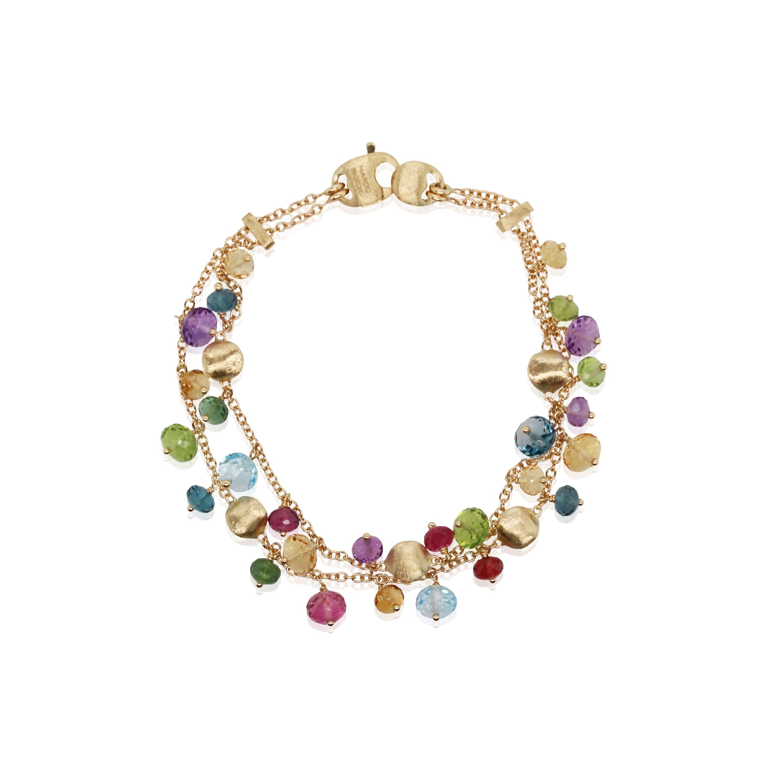 Marco Bicego Africa Collection 18k Yellow Gold Double Strand Mixed Gemstone Bracelet