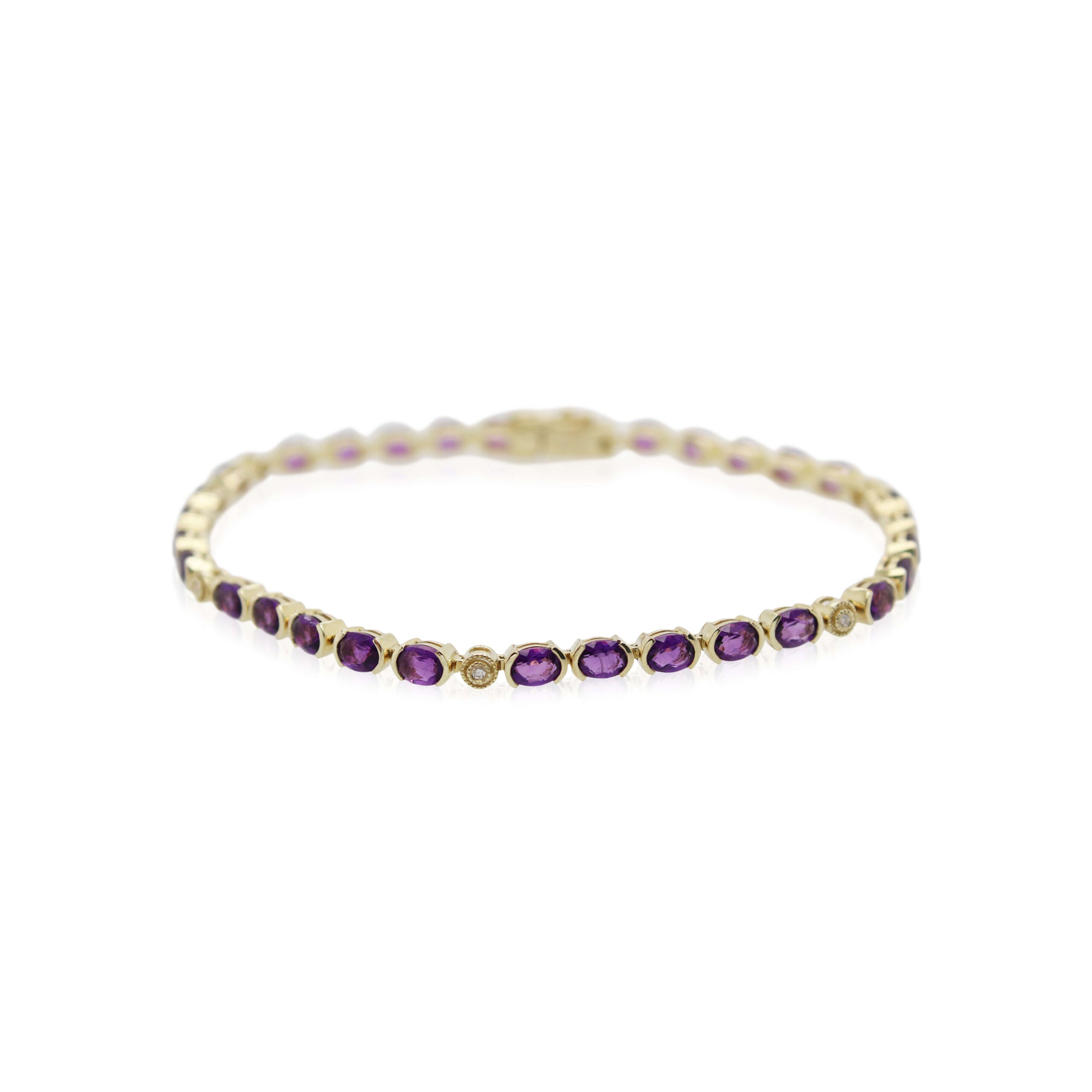 Oval Amethyst and Diamond Bracelet