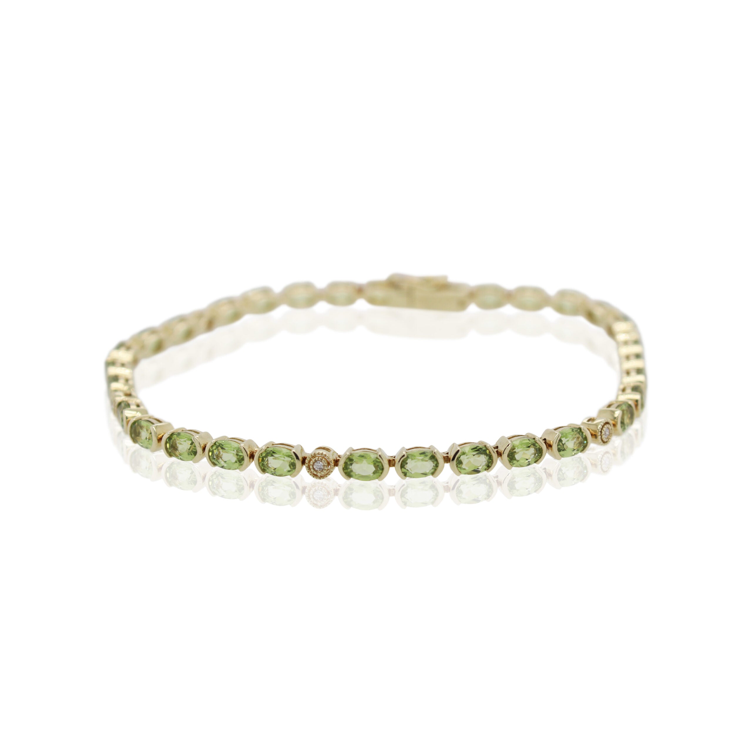 Half Bezel Set Peridot and Diamond Bracelet