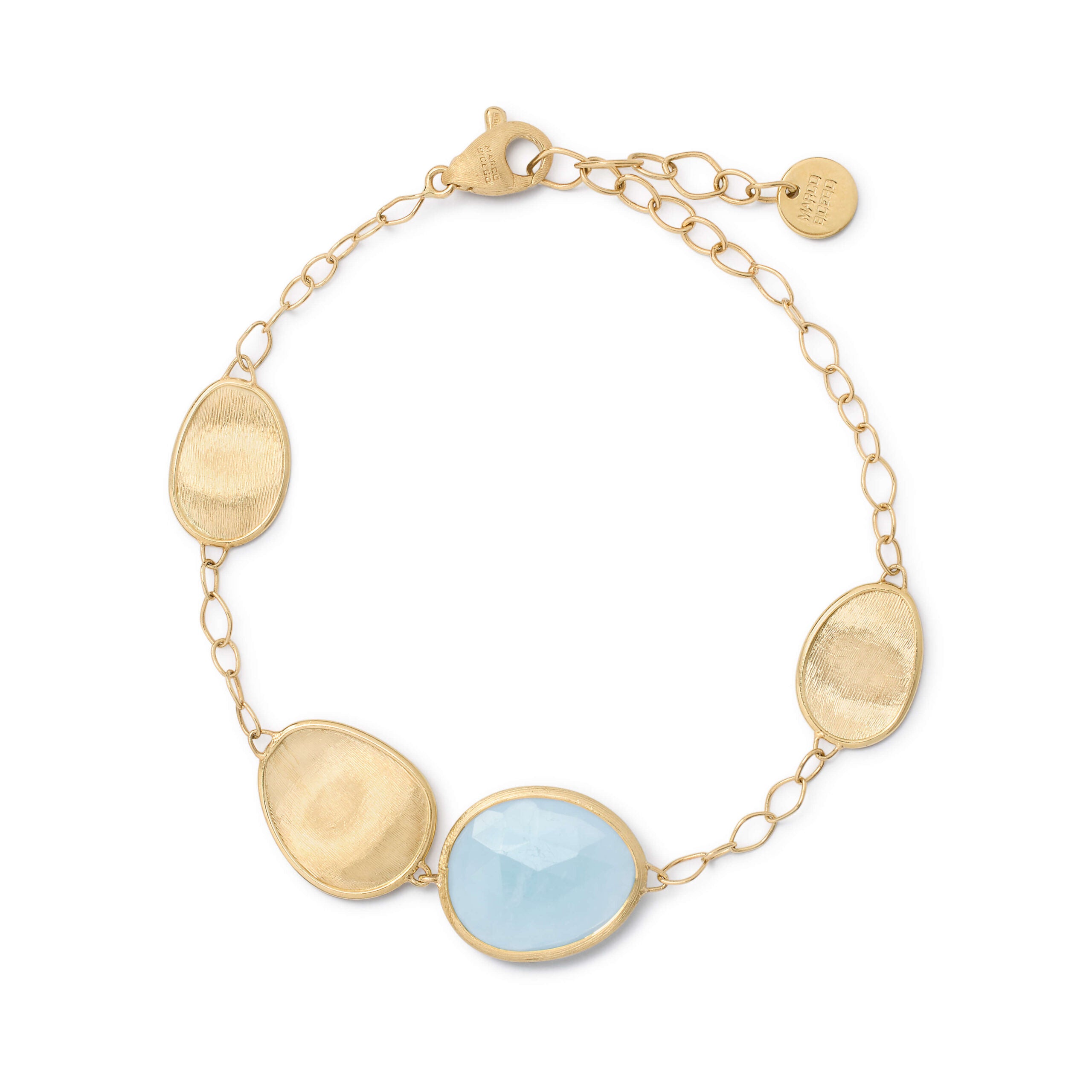 Marco Bicego Lunaria Collection Aquamarine 18k Yellow Gold Station Bracelet