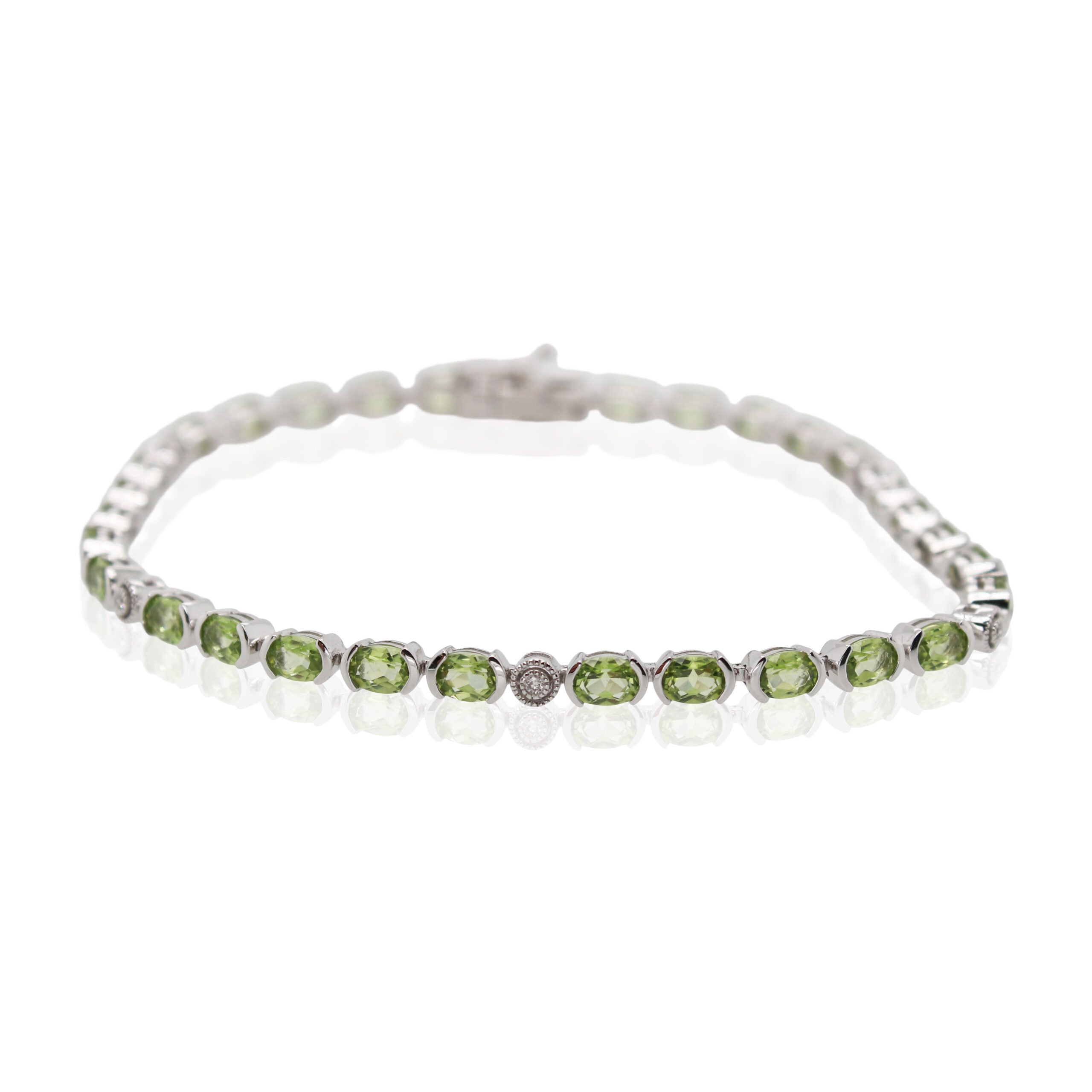 Half Bezel Peridot and Diamond Bracelet