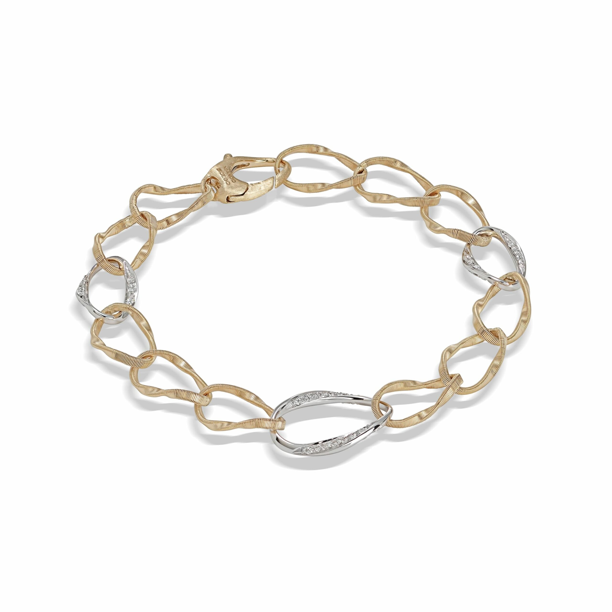 Marco Bicego Marrakech Onde Collection 18k Yellow and White Gold and Diamond Twist Link Bracelet