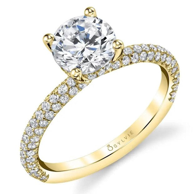 Sylvie Yellow Gold Pavé Diamond Mounting