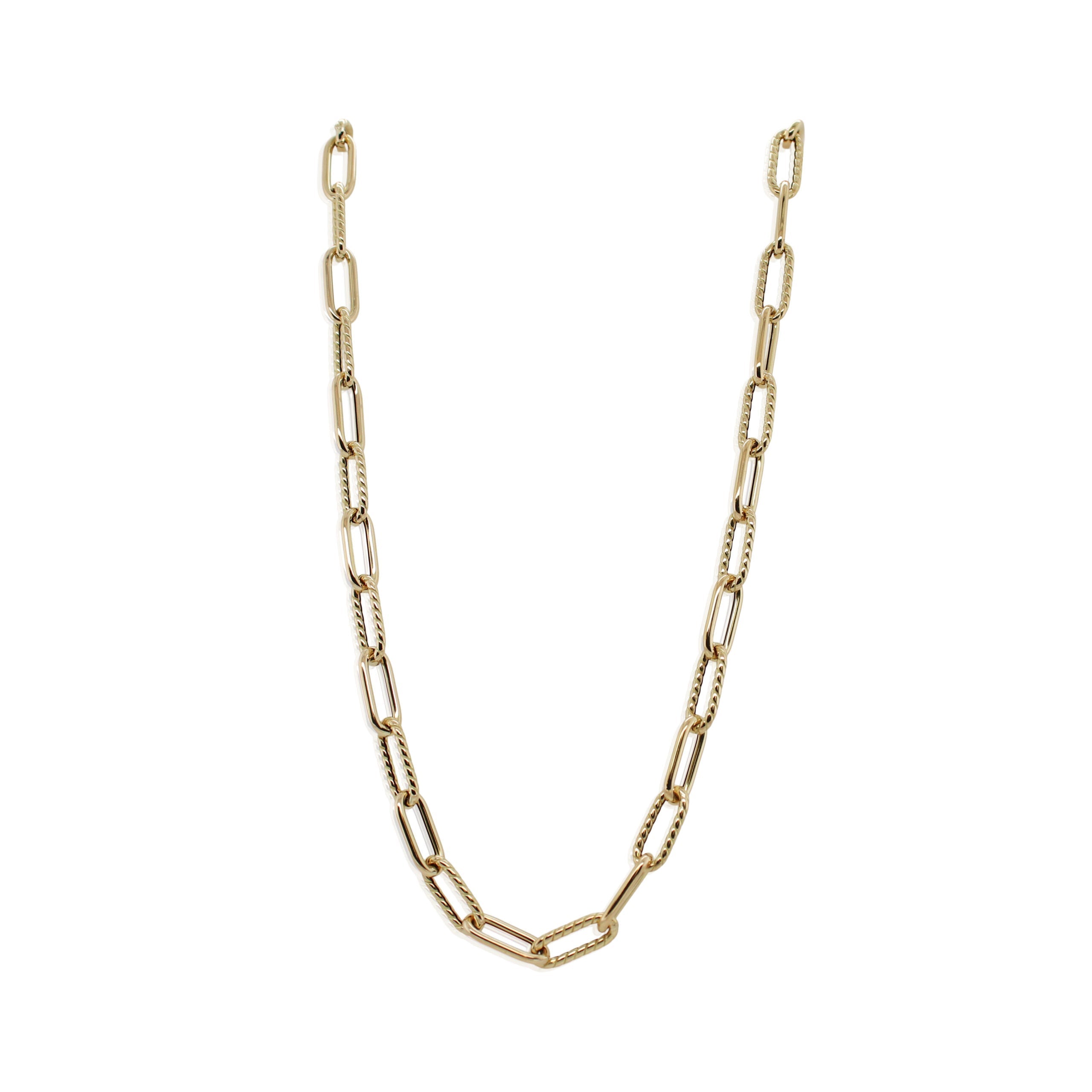 Roberto Coin Alternating Shiny Fluted Paperclip Chain