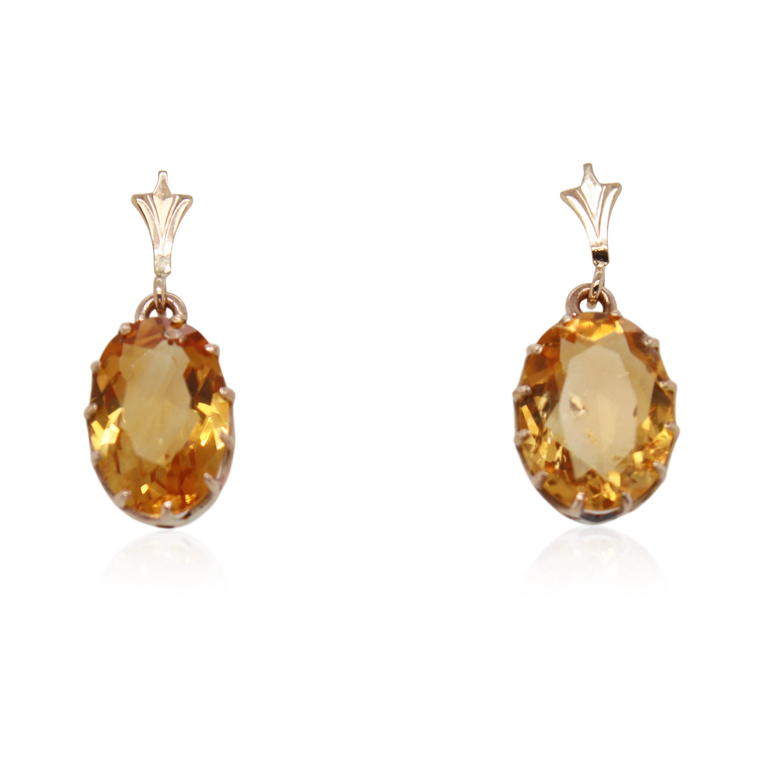 Oval Citrine Drop Earrings