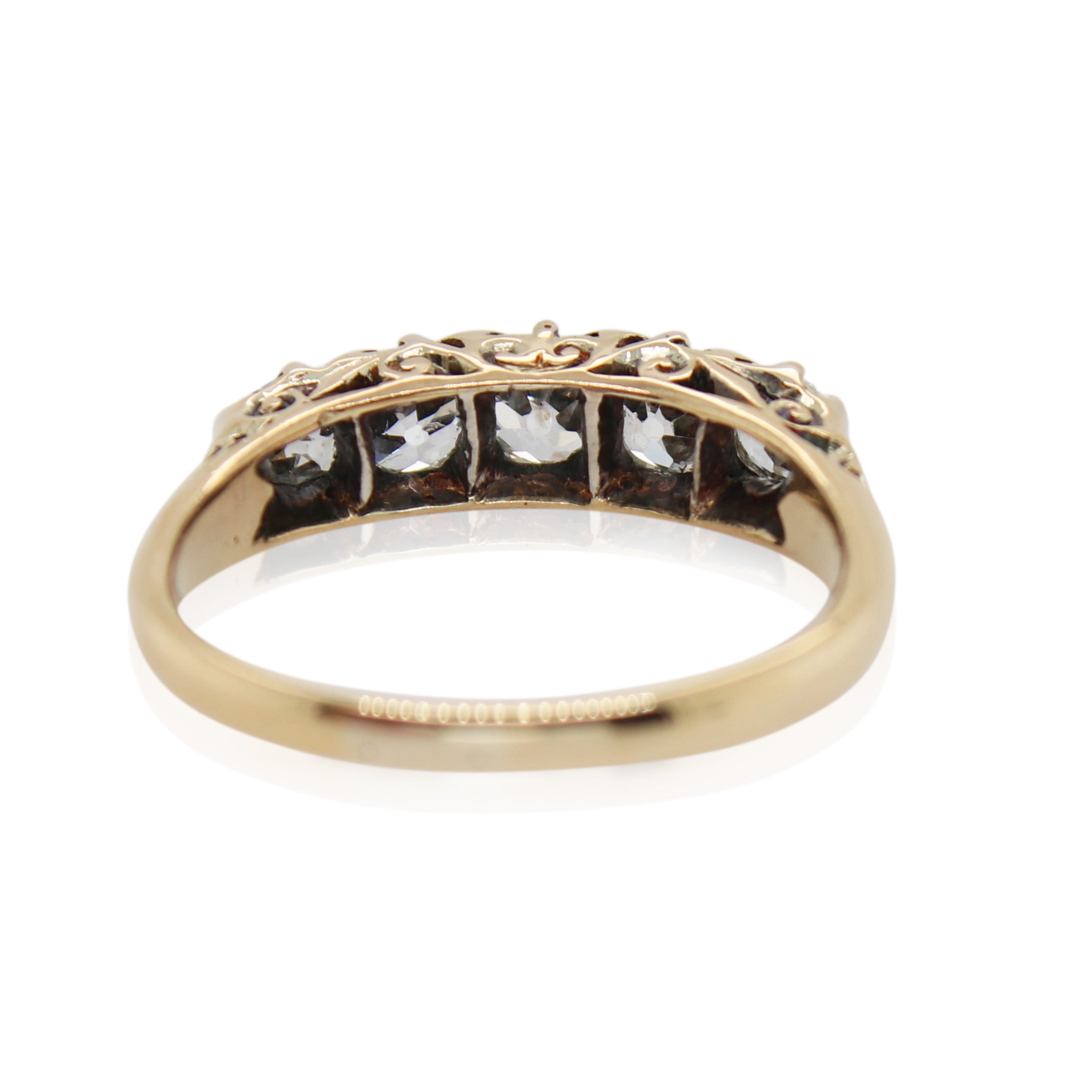 Yellow Gold 5 Stone Old Mine Cut Diamond