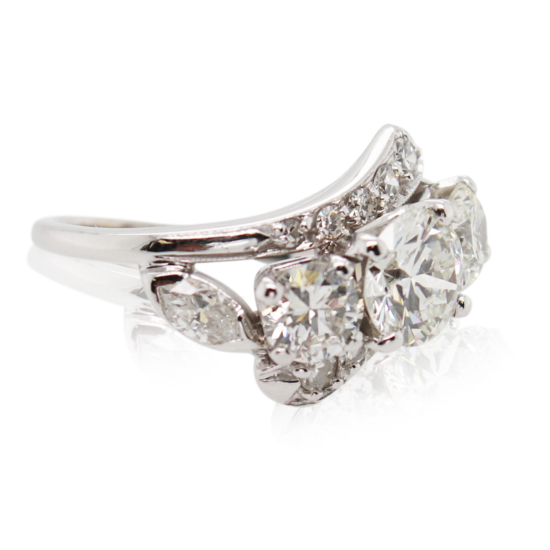 White Gold Diamond Bypass Ring