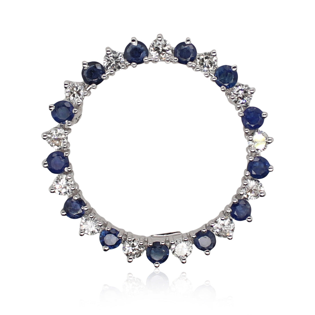 Alternating Diamond and Sapphire Brooch