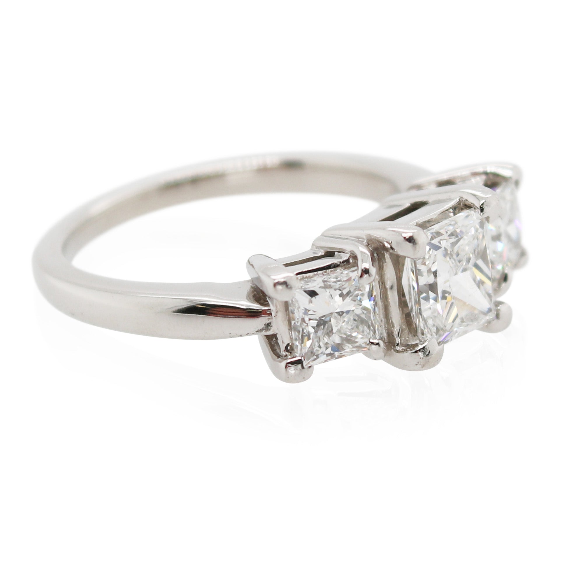 Platinum Princess Cut Three Stone Diamond Ring