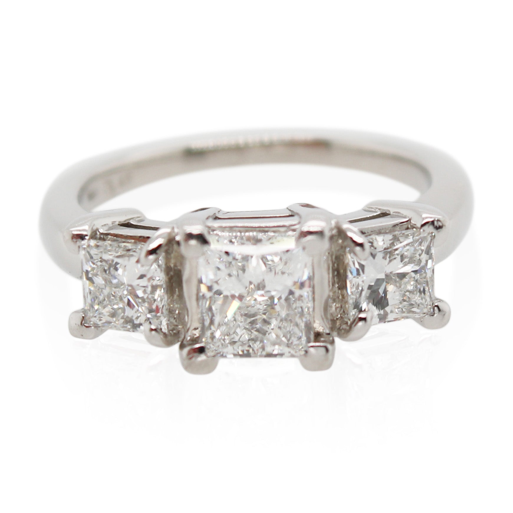 Platinum Princess Cut Three Stone Diamond Ring