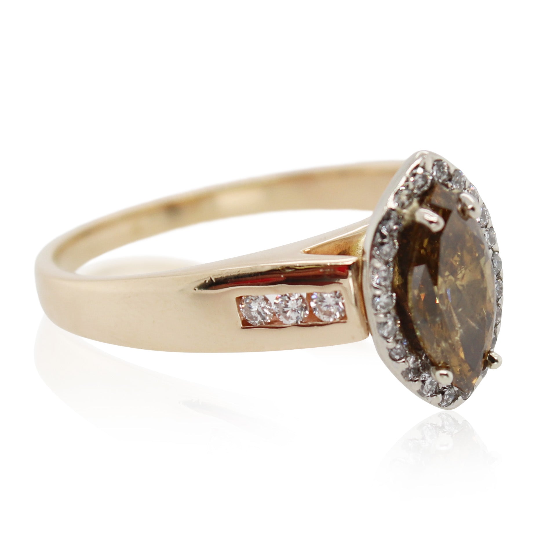 0.75ct Marquise Deep Brown Diamond Ring