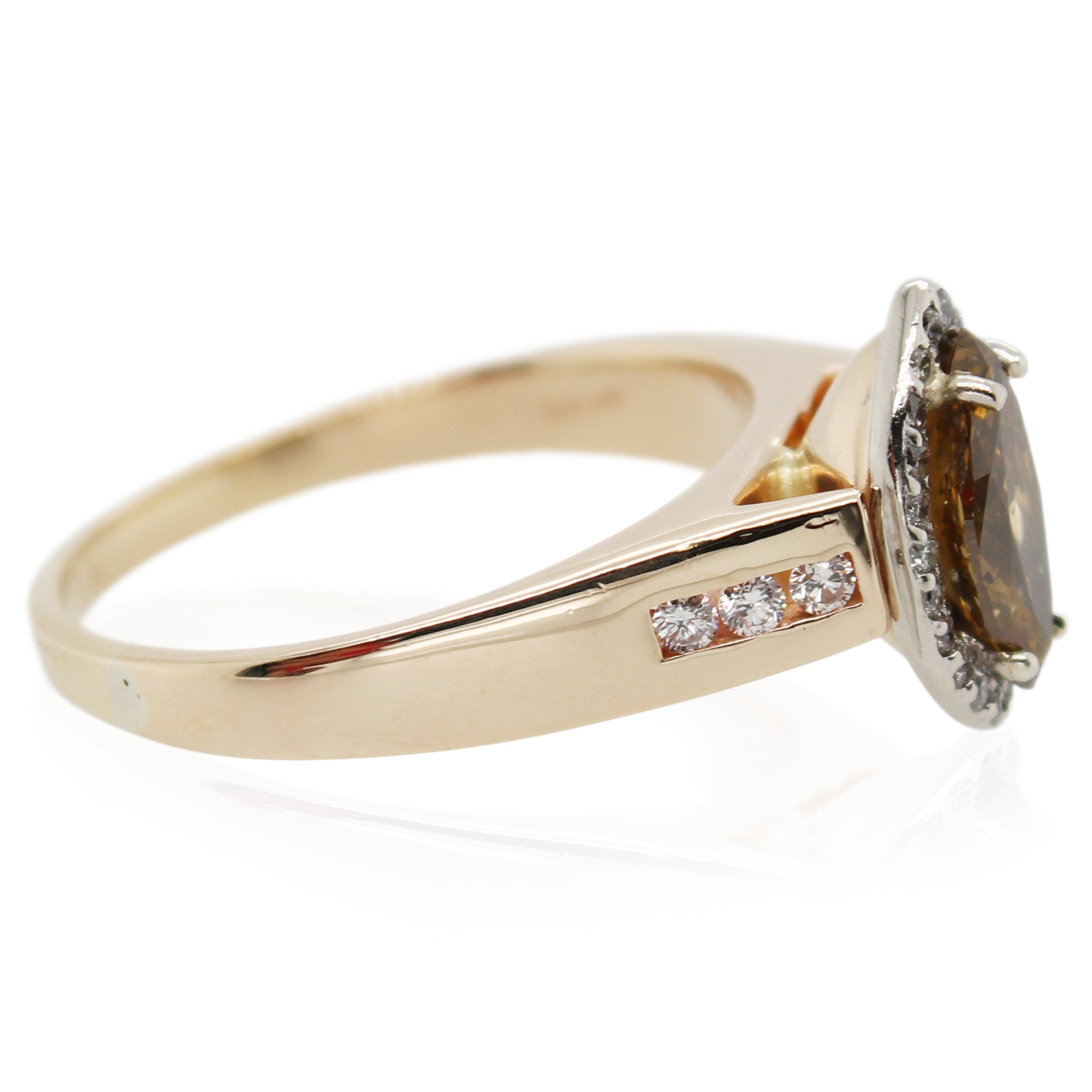 0.75ct Marquise Deep Brown Diamond Ring