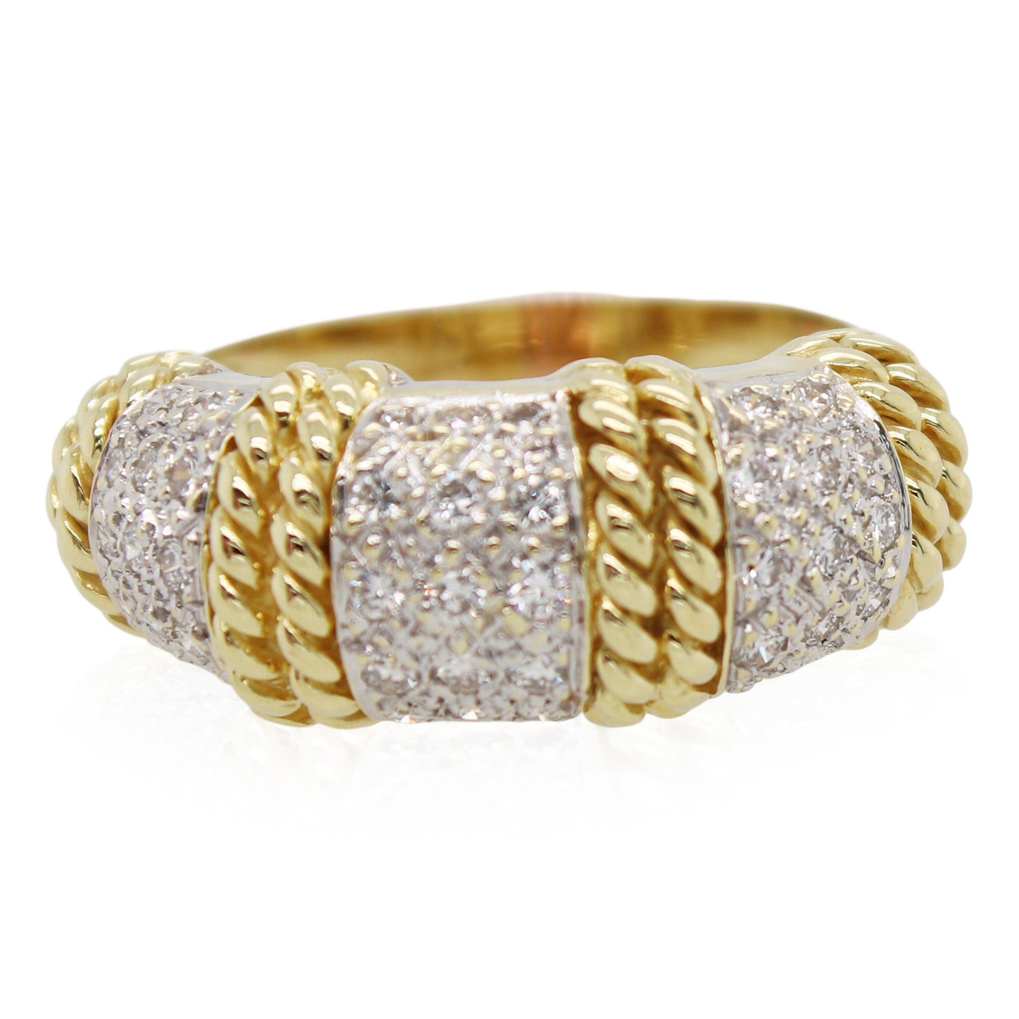 Tri Diamond Cluster Rope Ring