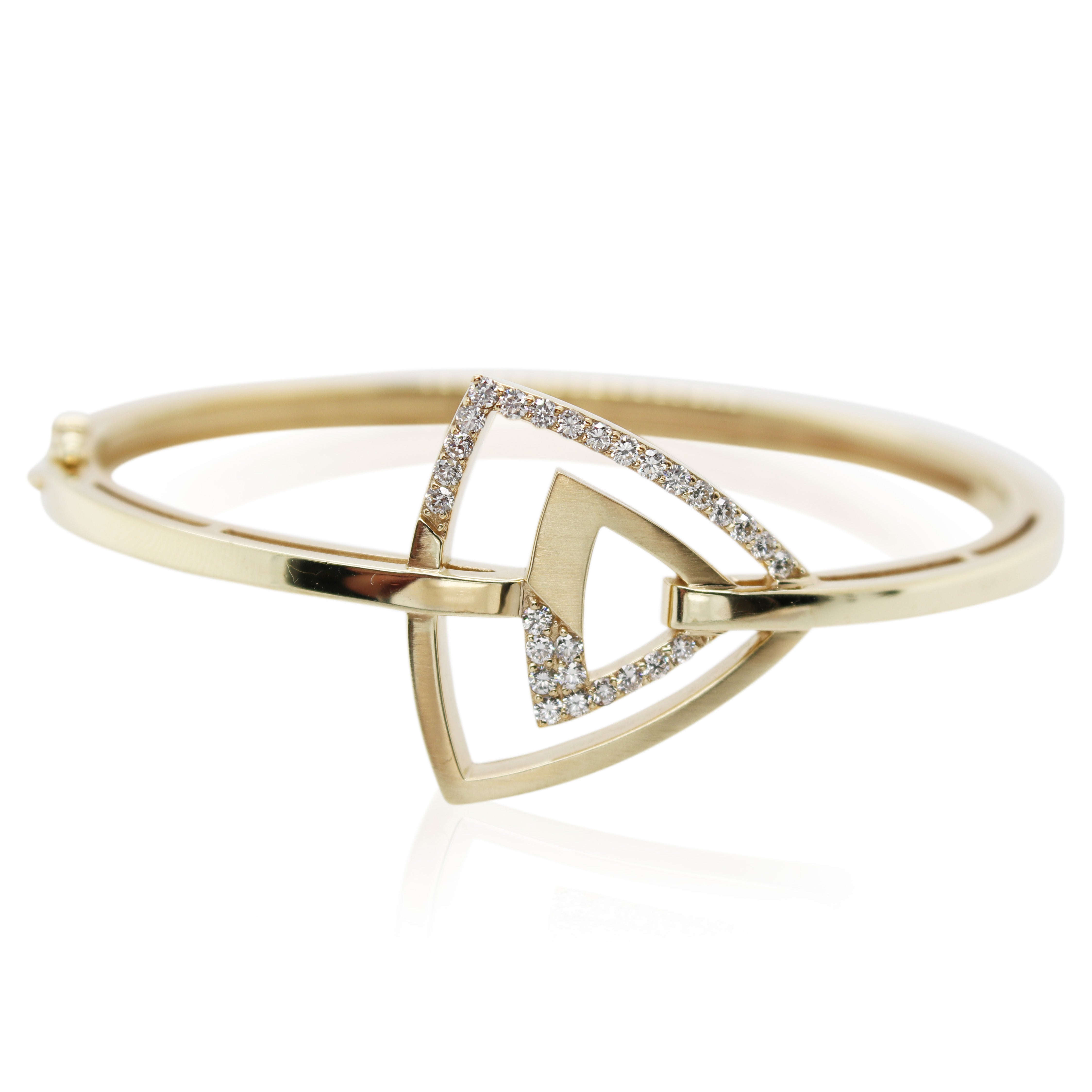 Yellow Gold Diamond Arrow Bangle Bracelet