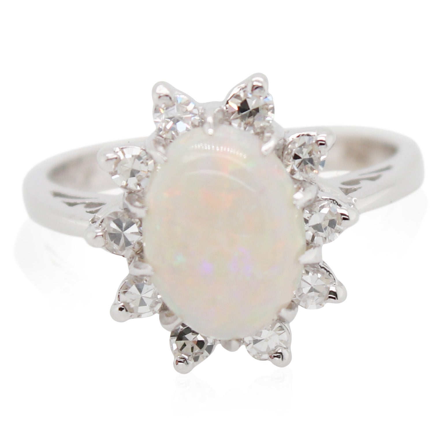 Estate Opal and Diamond Halo Ring