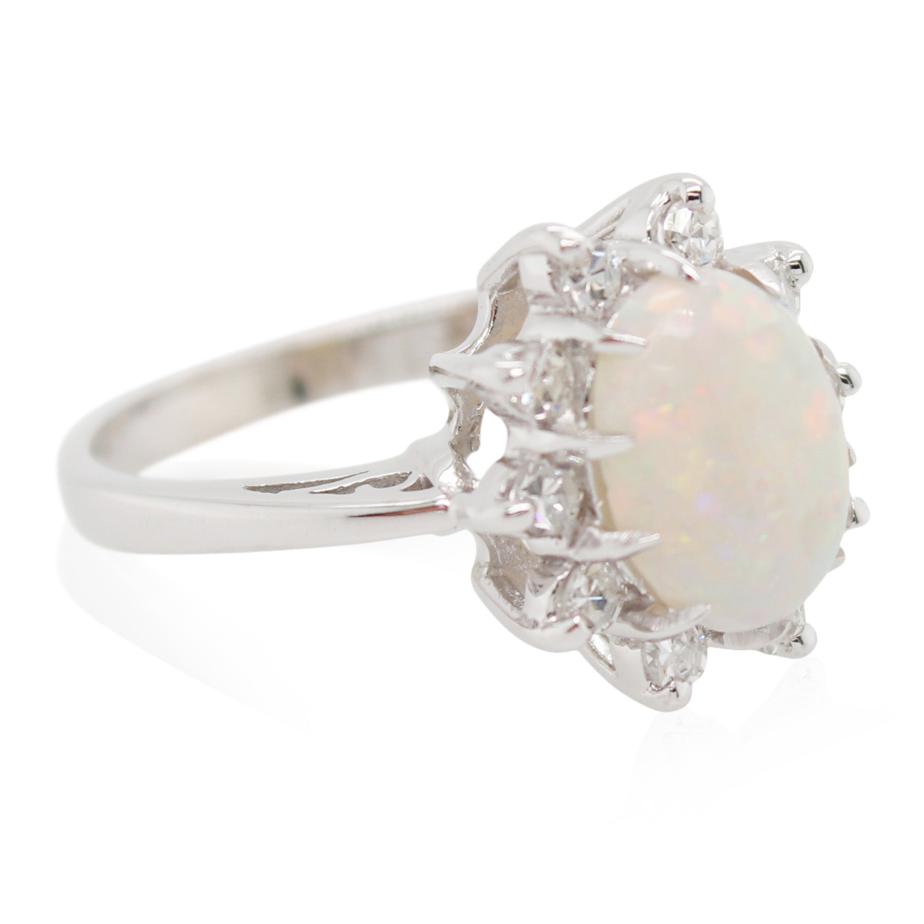 Estate Opal and Diamond Halo Ring