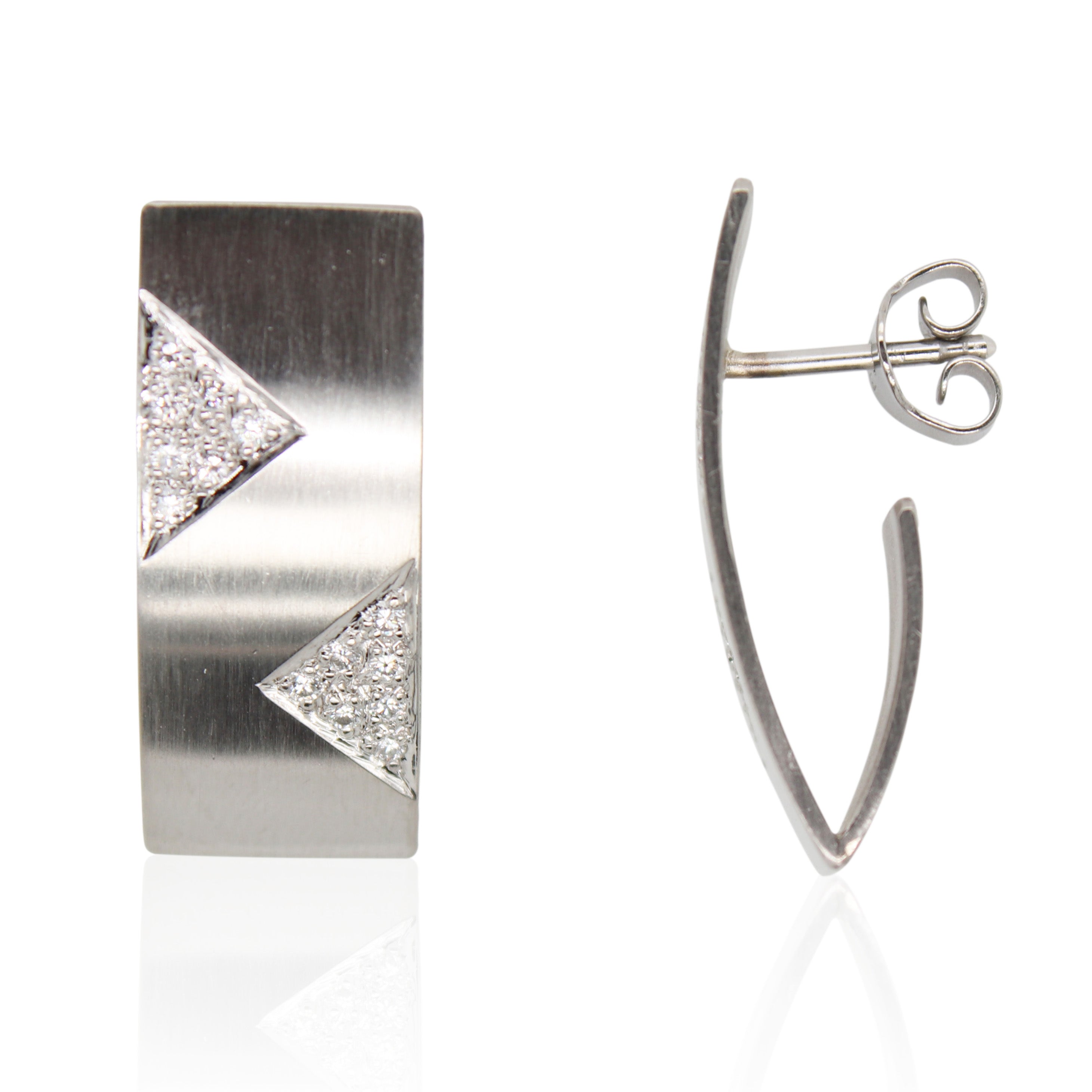 Platinum Pavé Diamond Chevron "J" Hoops