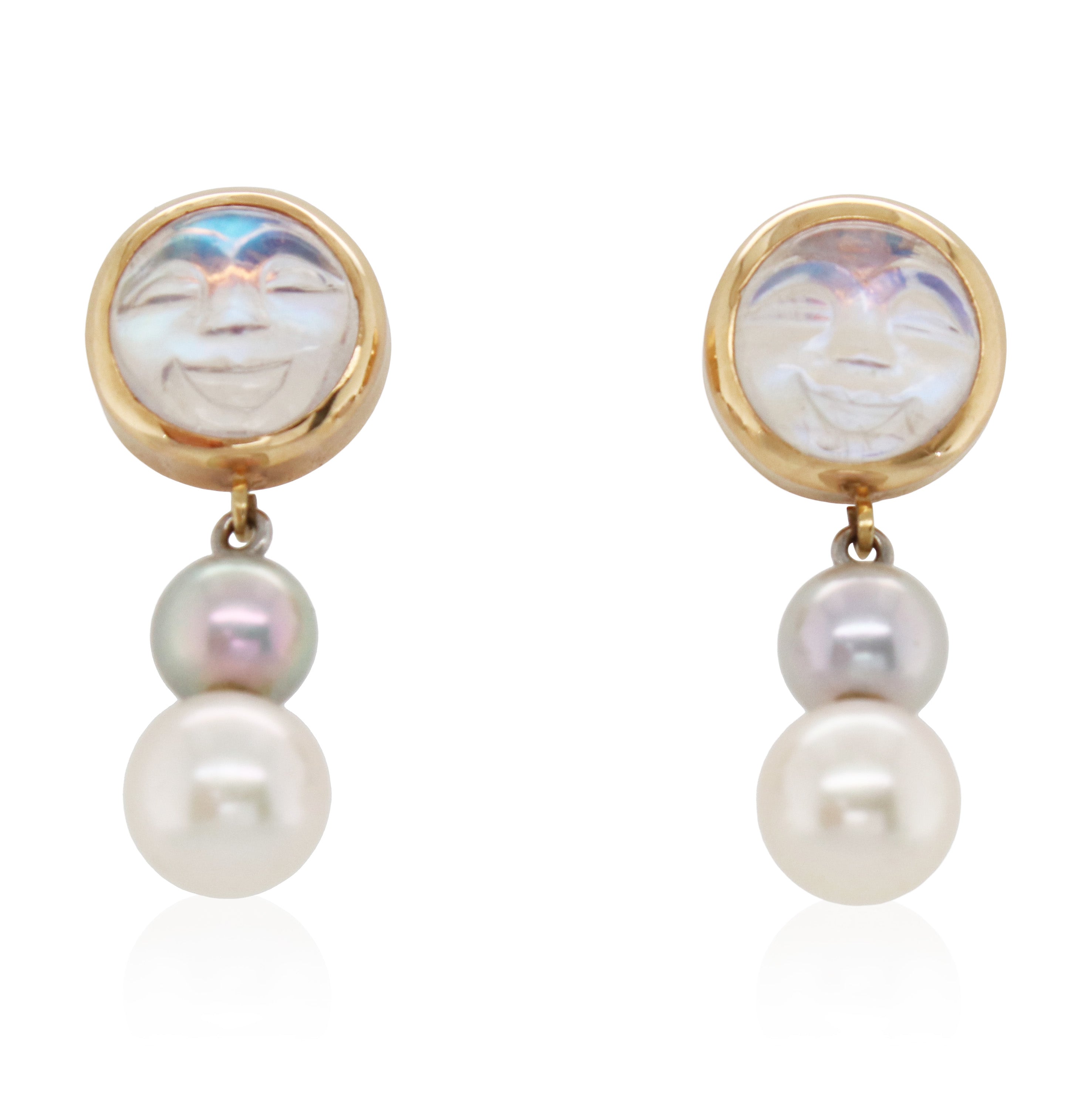 Moonstone and Pearl Dangle Earrings