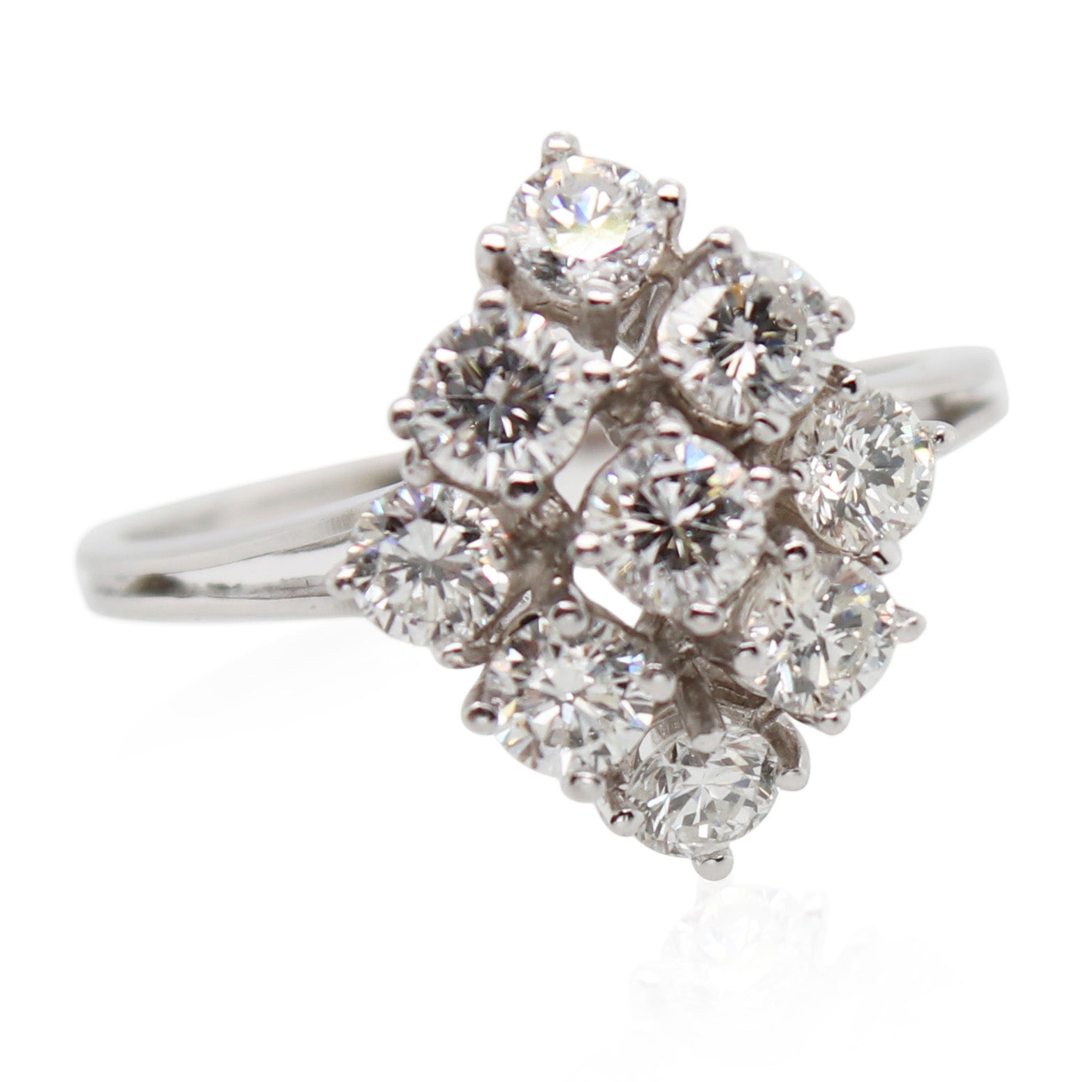 White Gold 9 Diamond Cluster Ring