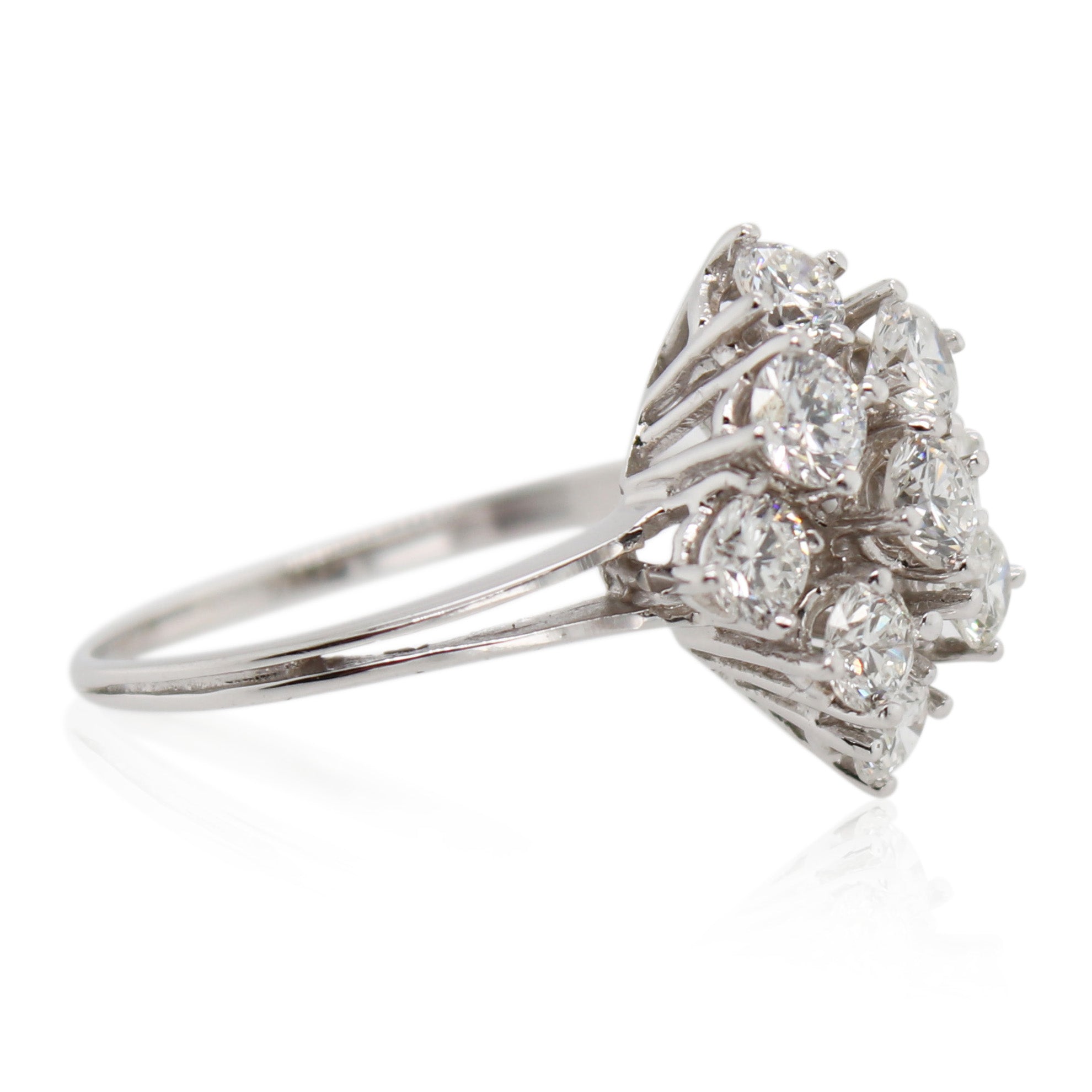 White Gold 9 Diamond Cluster Ring