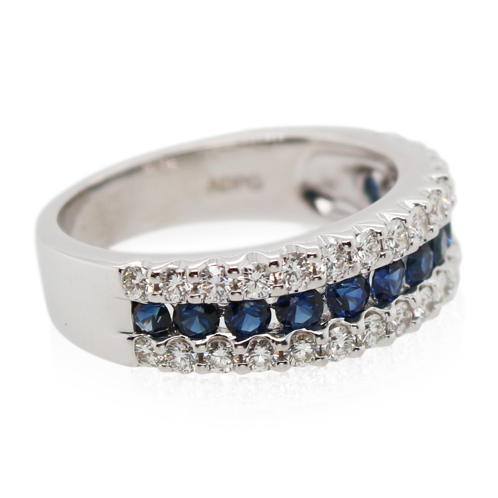 Sapphire and Diamond Tri Row Ring