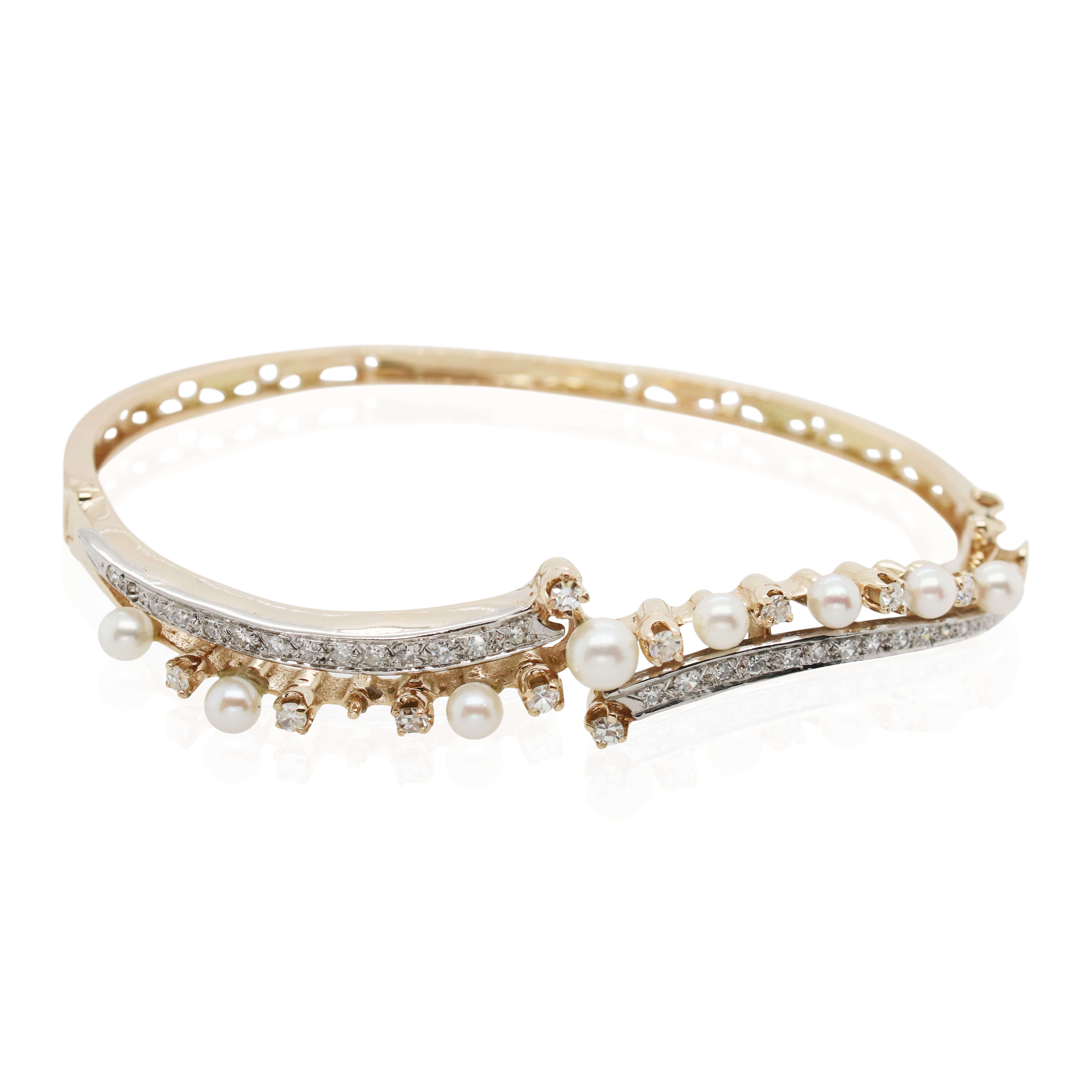 Pearl and Diamond Bypass Bracelet